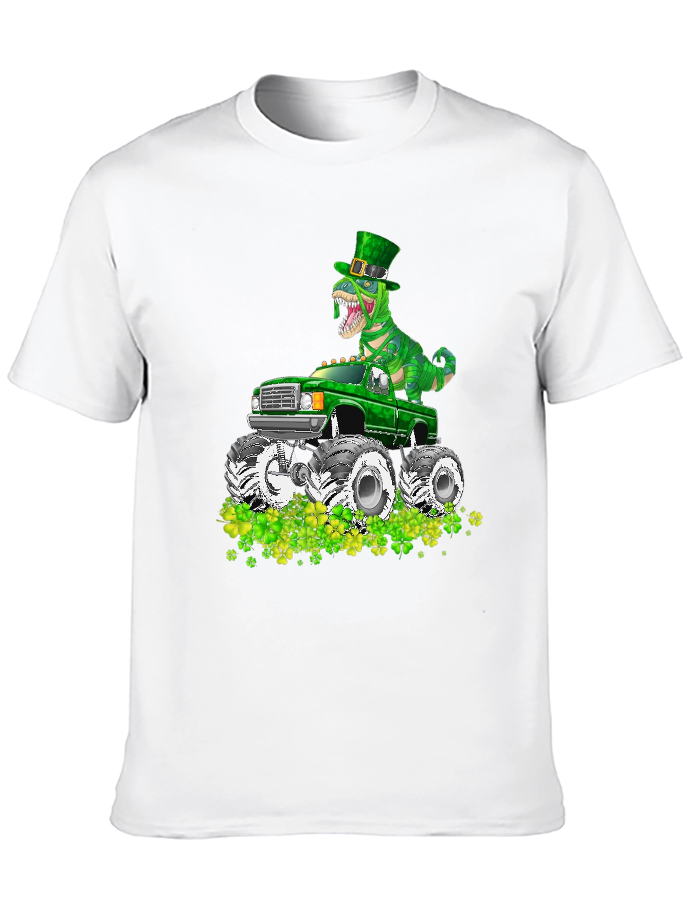 St Patricks Day Dinosaur Monster Truck T-Shirt