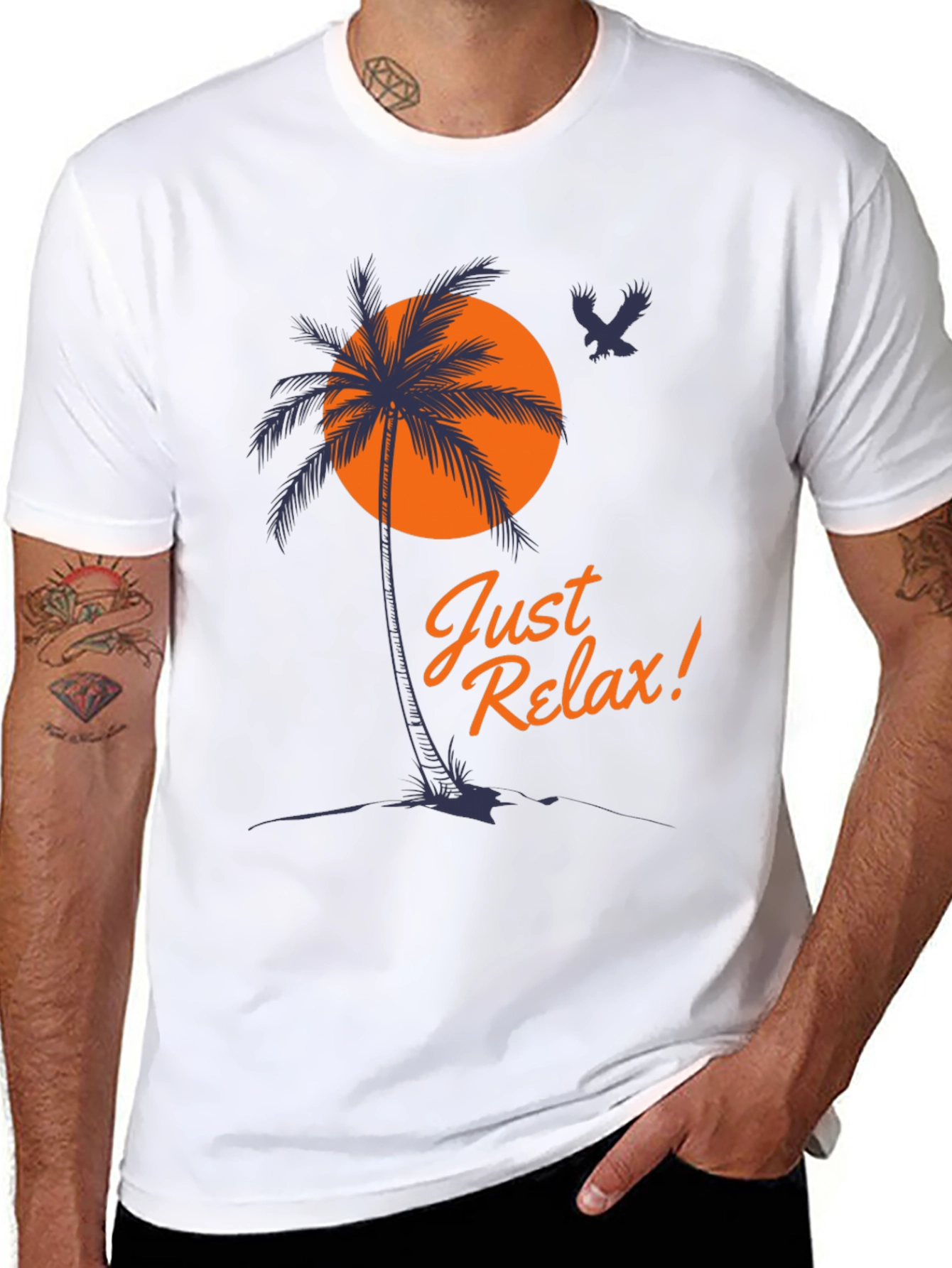 Just Relax Mens Graphic Tee Palm Tree Vacation Shirt