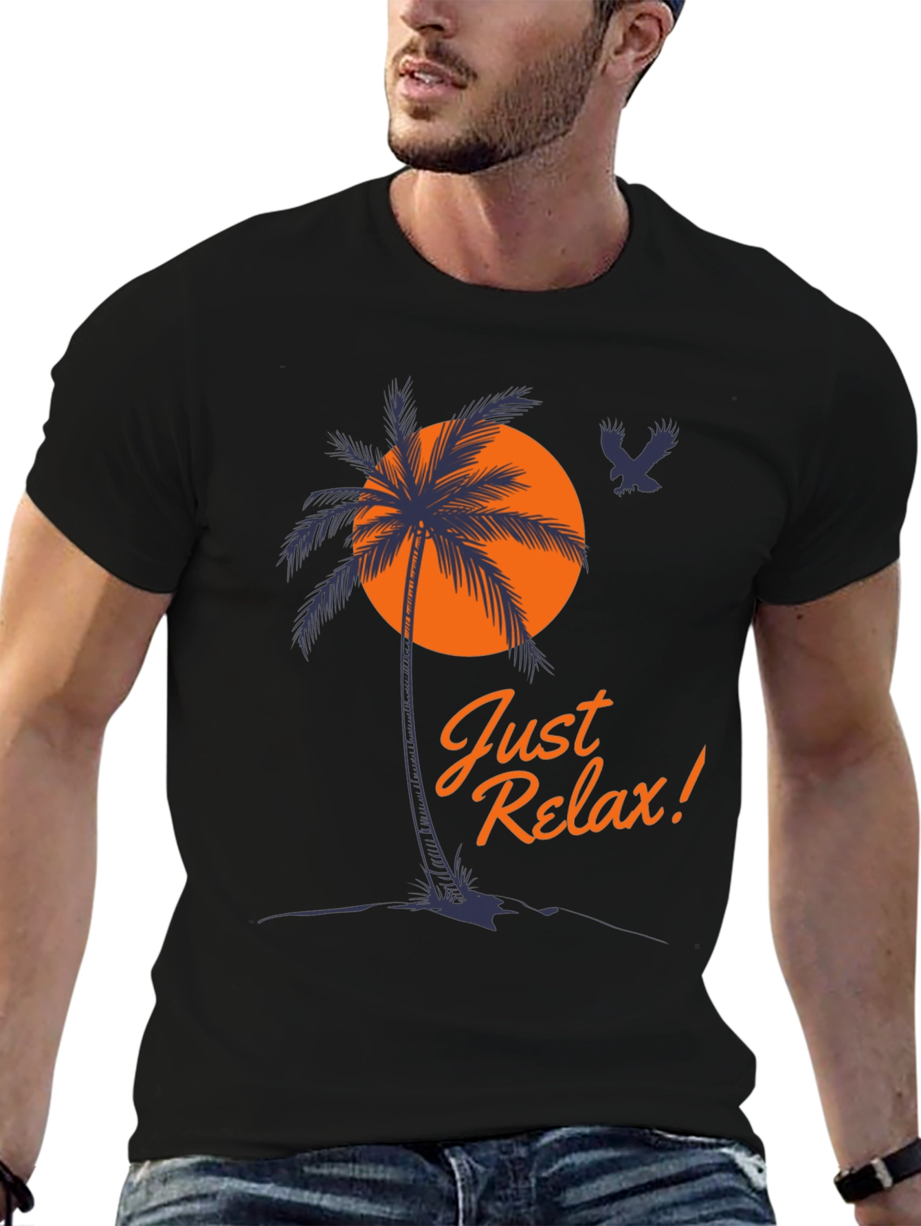 Just Relax Mens Graphic Tee Palm Tree Vacation Shirt