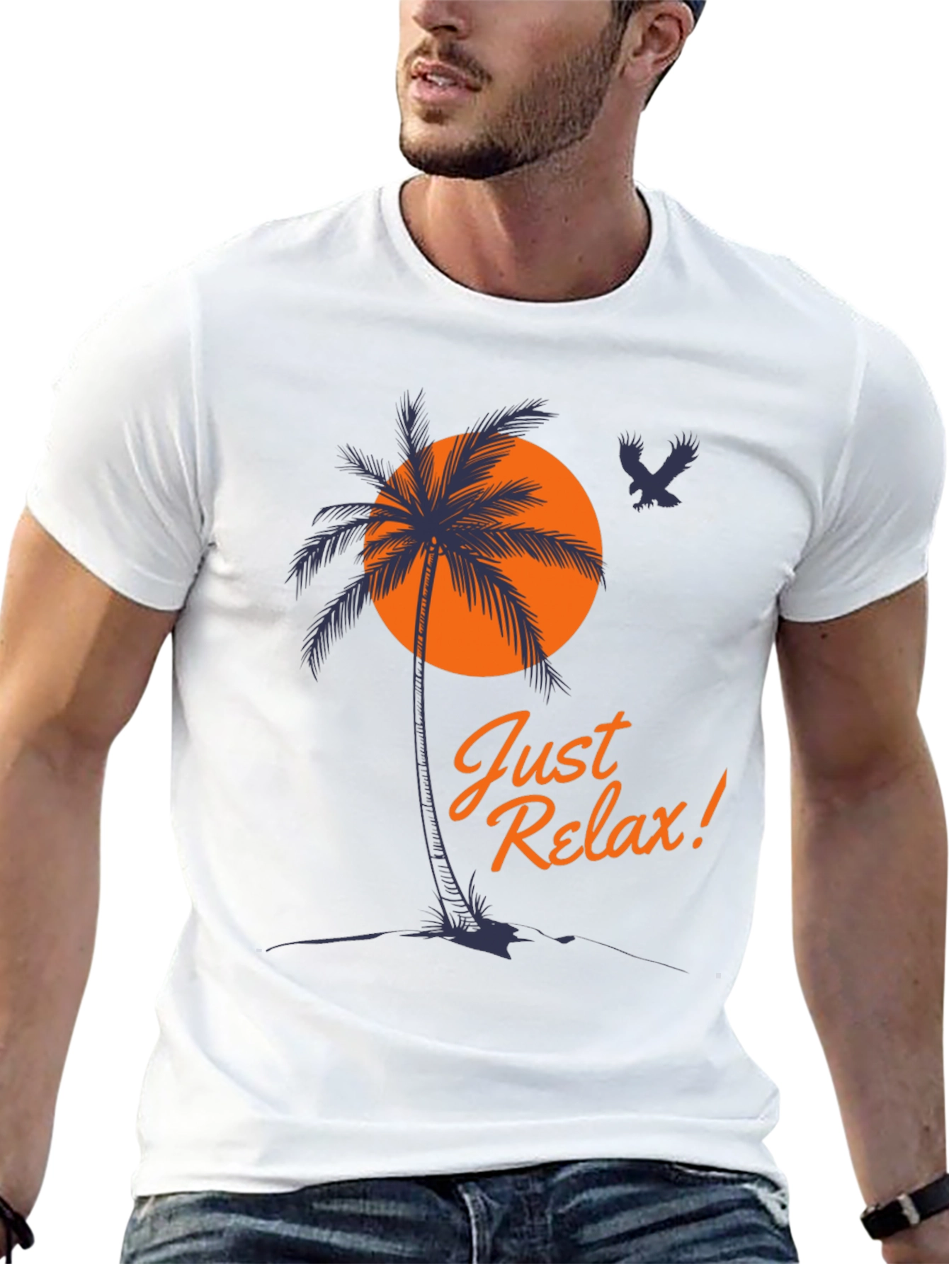 Just Relax Mens Graphic Tee Palm Tree Vacation Shirt