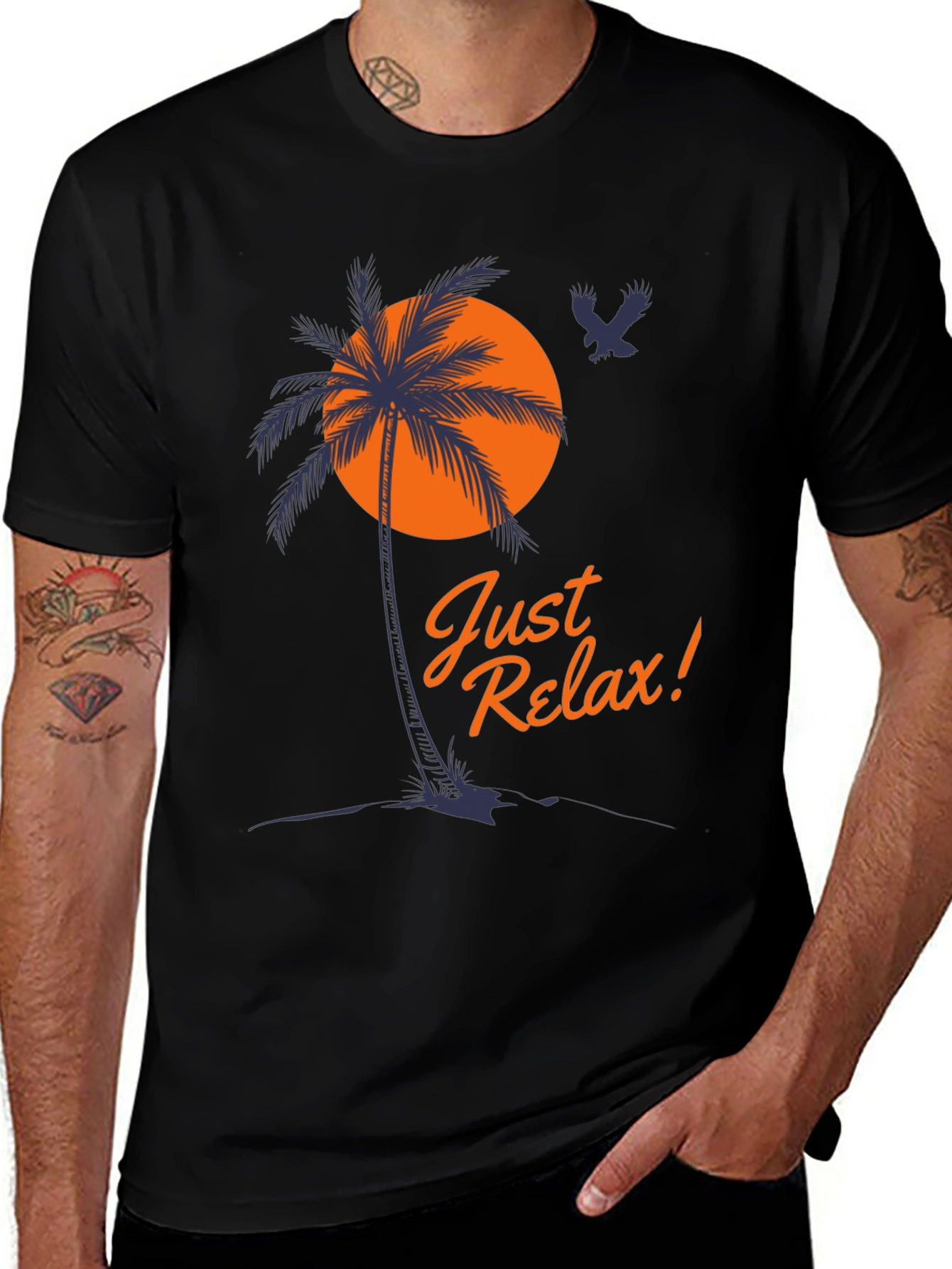 Just Relax Mens Graphic Tee Palm Tree Vacation Shirt