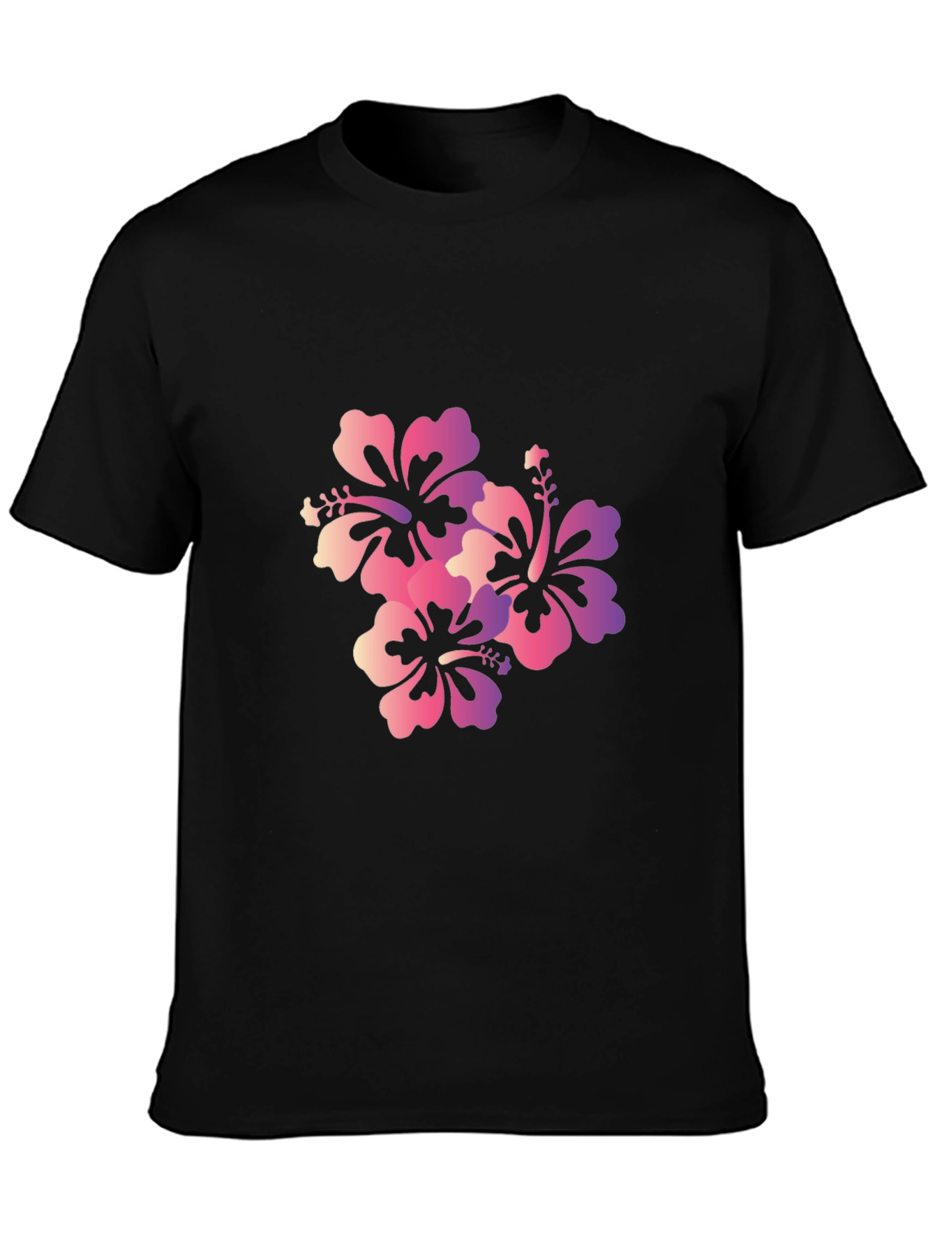 Mens Black Floral Print Short Sleeve T-Shirt