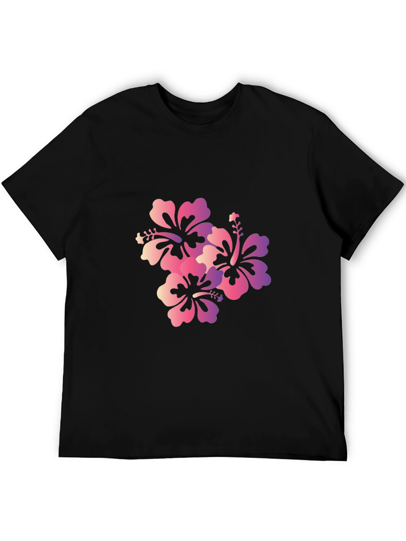 Mens Black Floral Print Short Sleeve T-Shirt