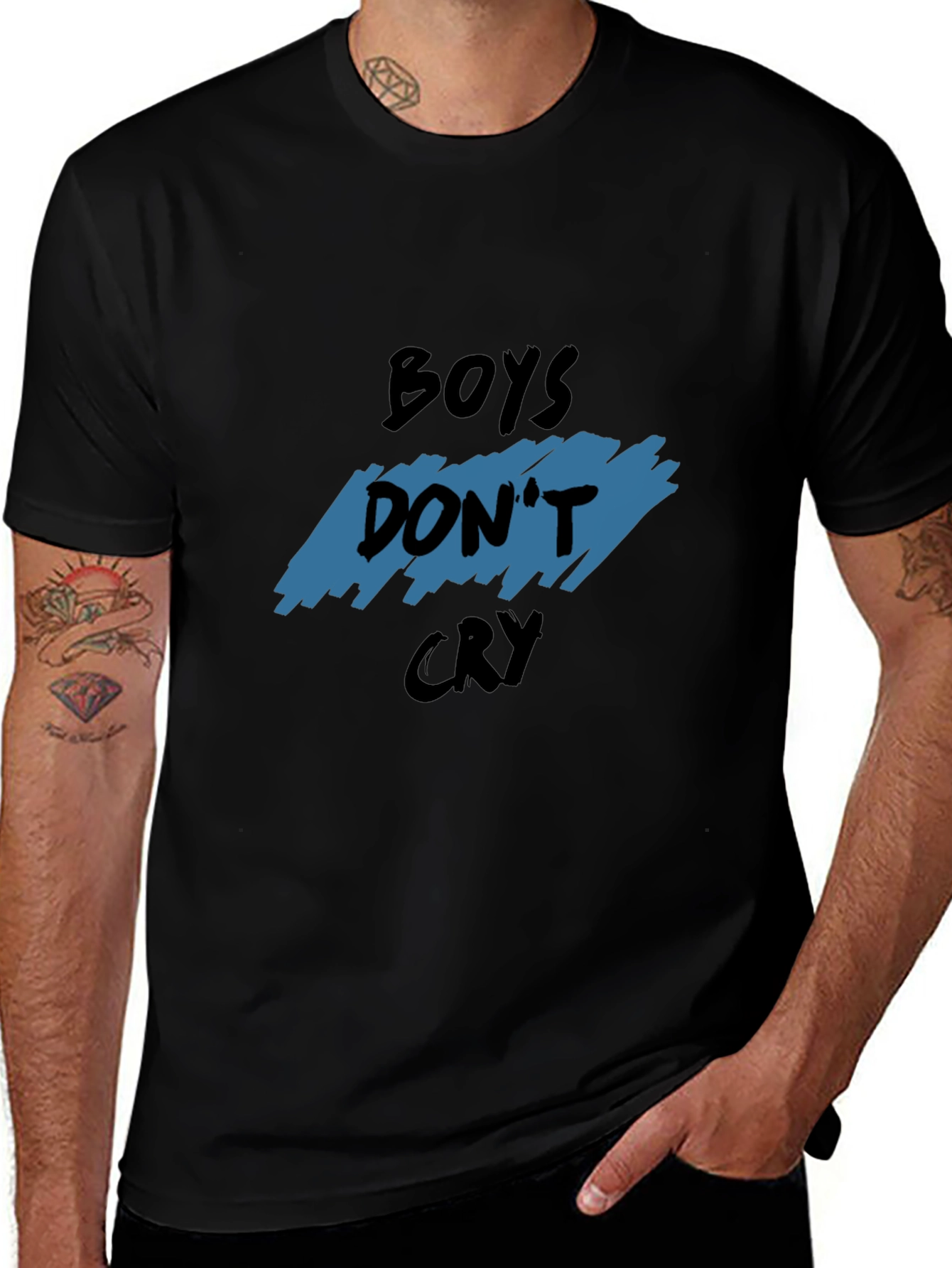 Boys Dont Cry Graphic Tee - Trendy Black T-Shirt