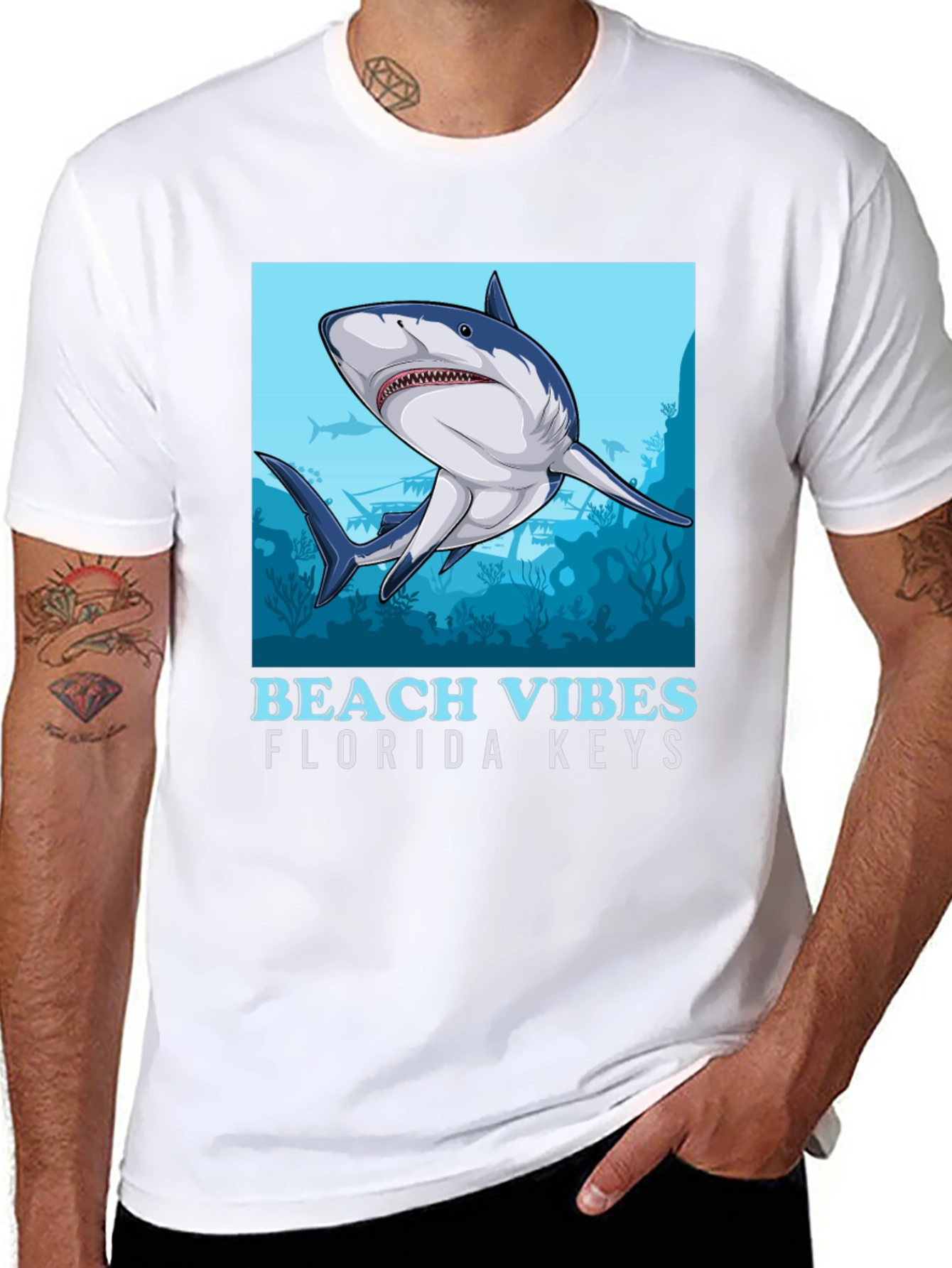 Beach Vibes Florida Keys Shark Graphic Tee