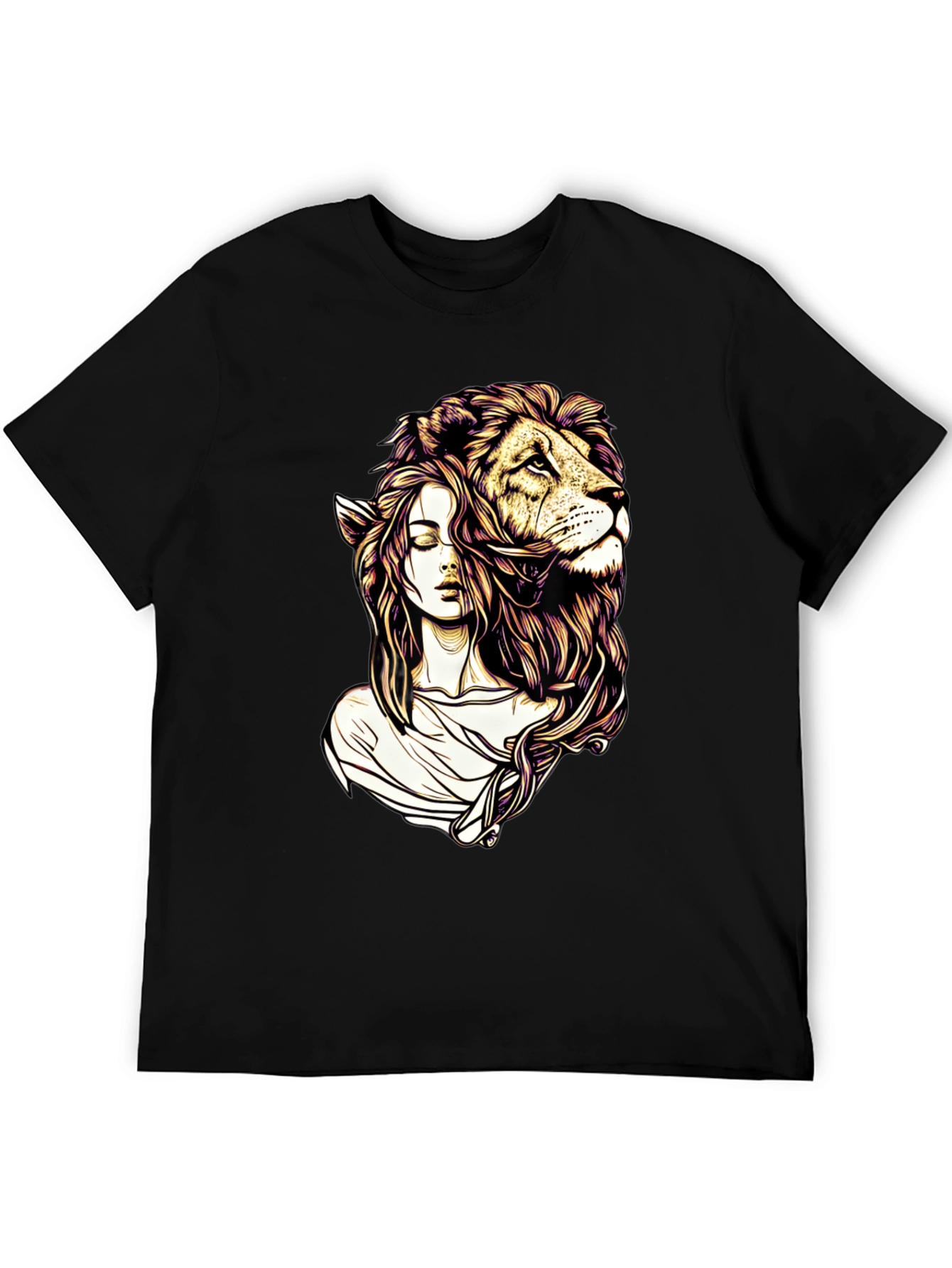 Lion Woman Graphic Tee - Stylish Black T-Shirt