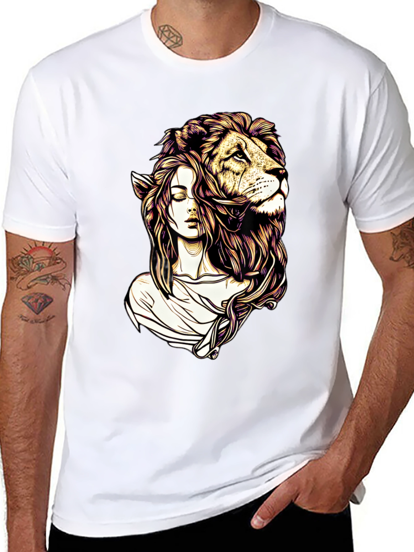 Lion Woman Graphic Tee - Stylish Black T-Shirt