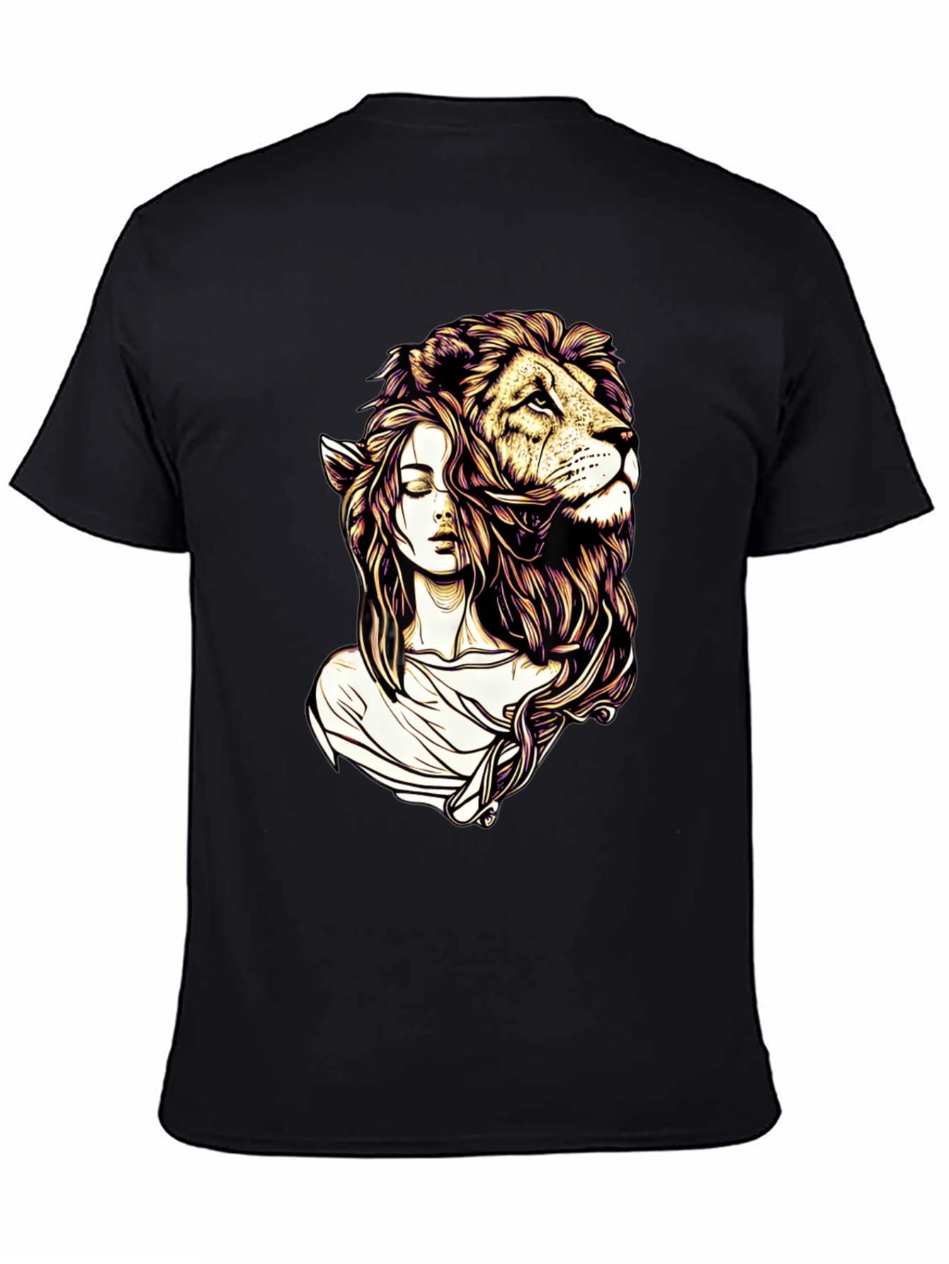 Lion Woman Graphic Tee - Stylish Black T-Shirt