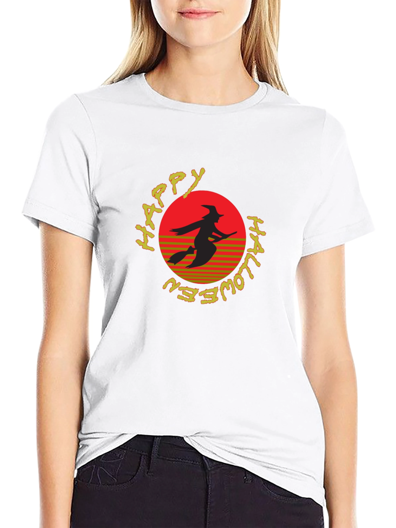 Happy Halloween Witch Silhouette T-Shirt