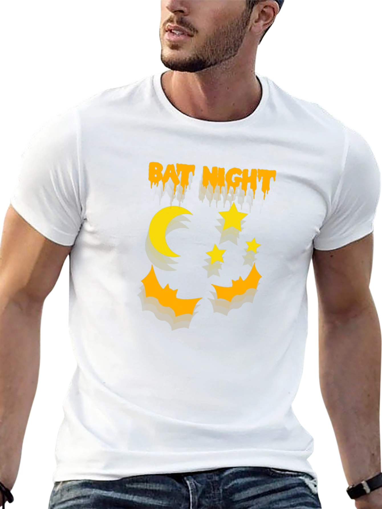 Bat Night Graphic T-Shirt Halloween Shirt