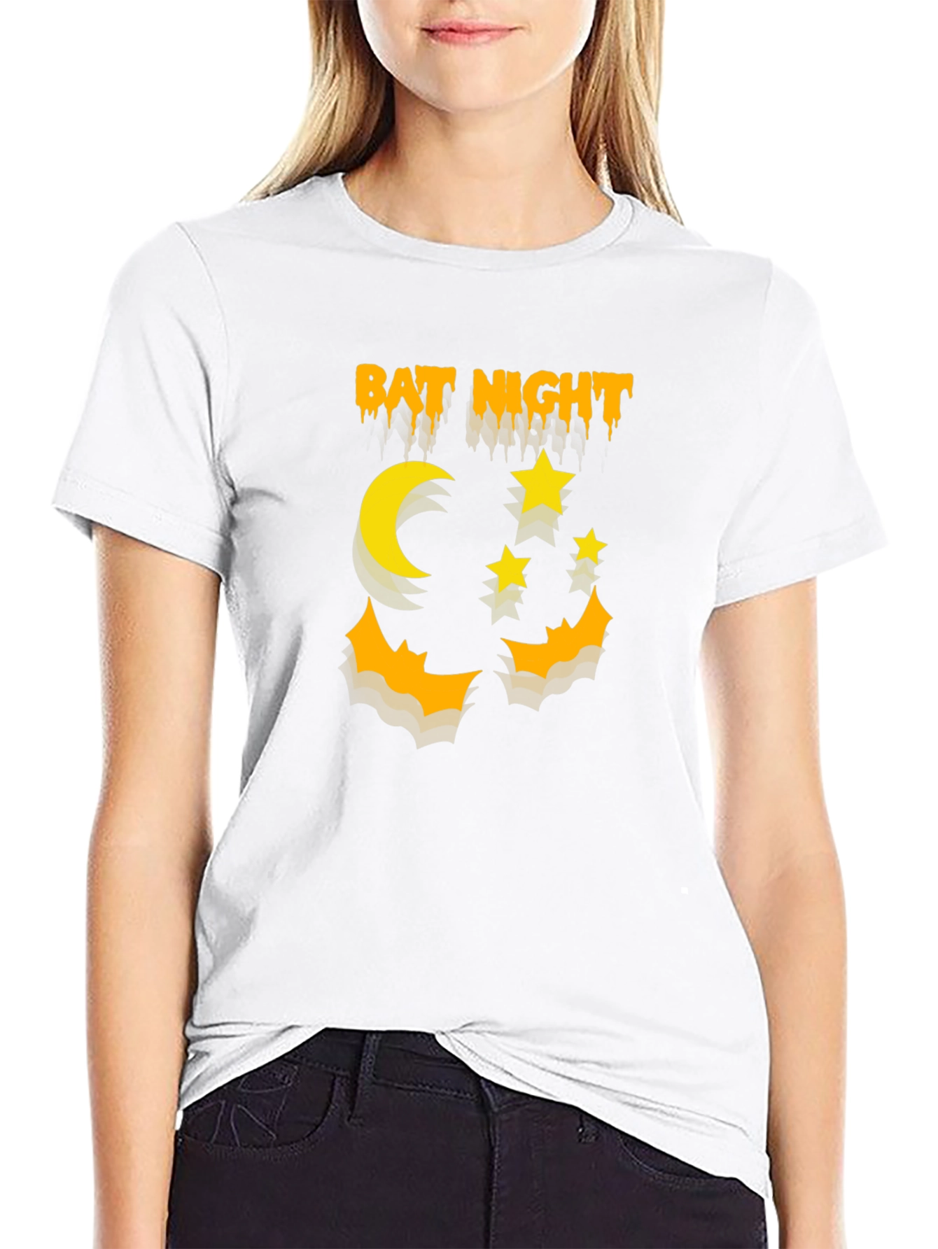 Bat Night Graphic T-Shirt Halloween Shirt