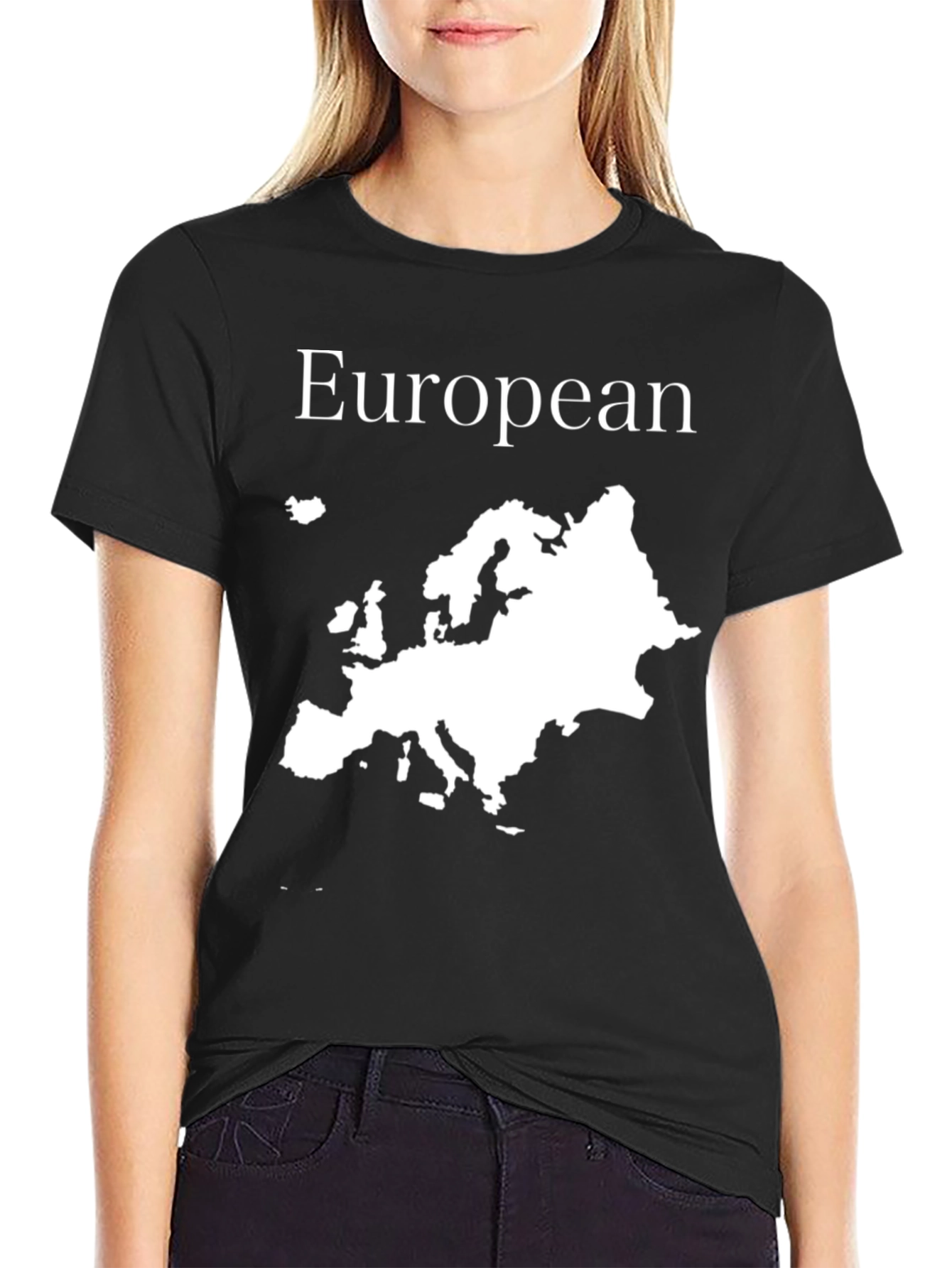 European Map Graphic T-Shirt - Black