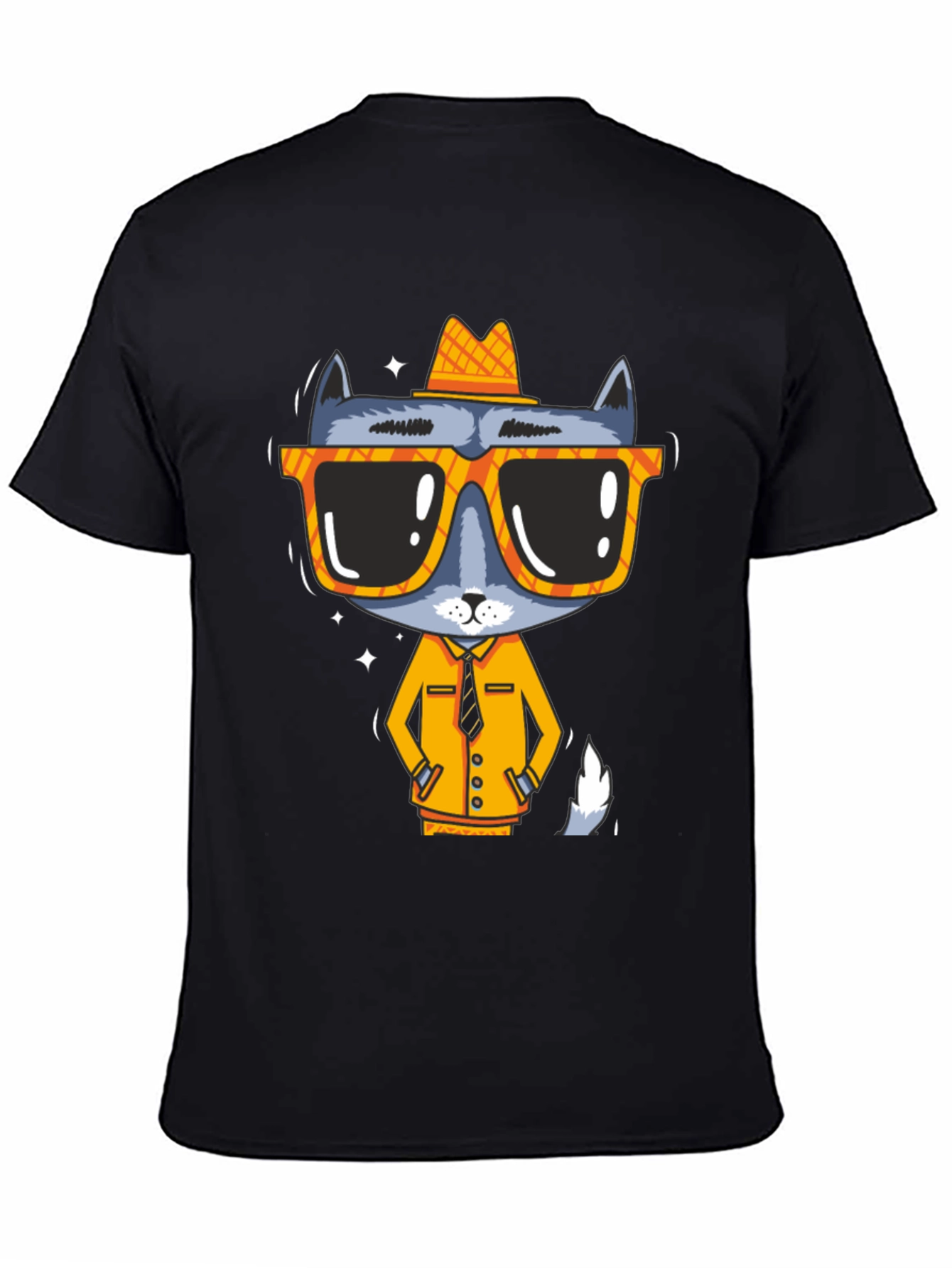 Cool Cat in Shades Mens Black Graphic Tee