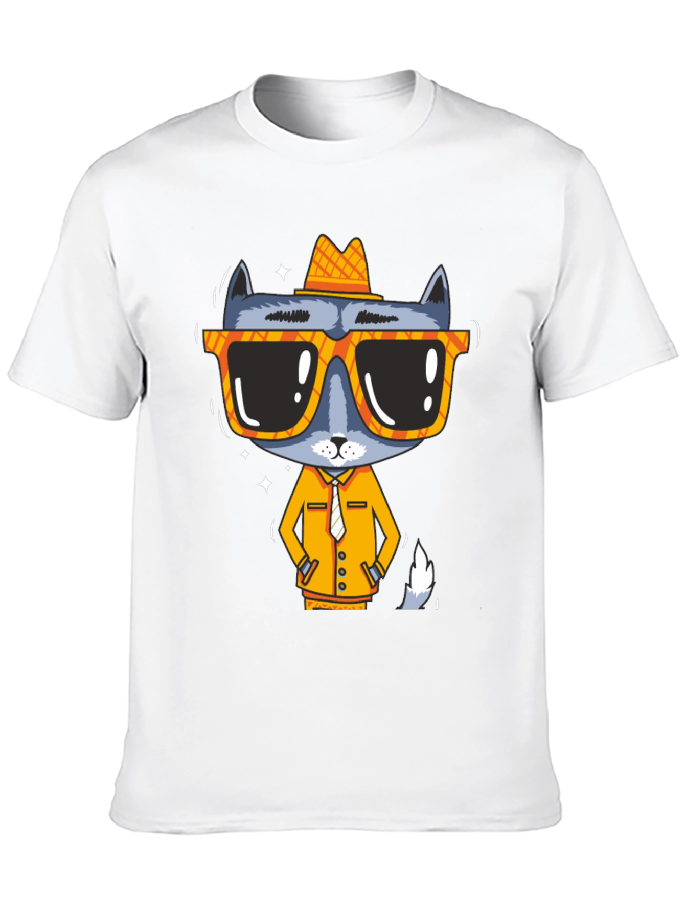 Cool Cat in Shades Mens Black Graphic Tee