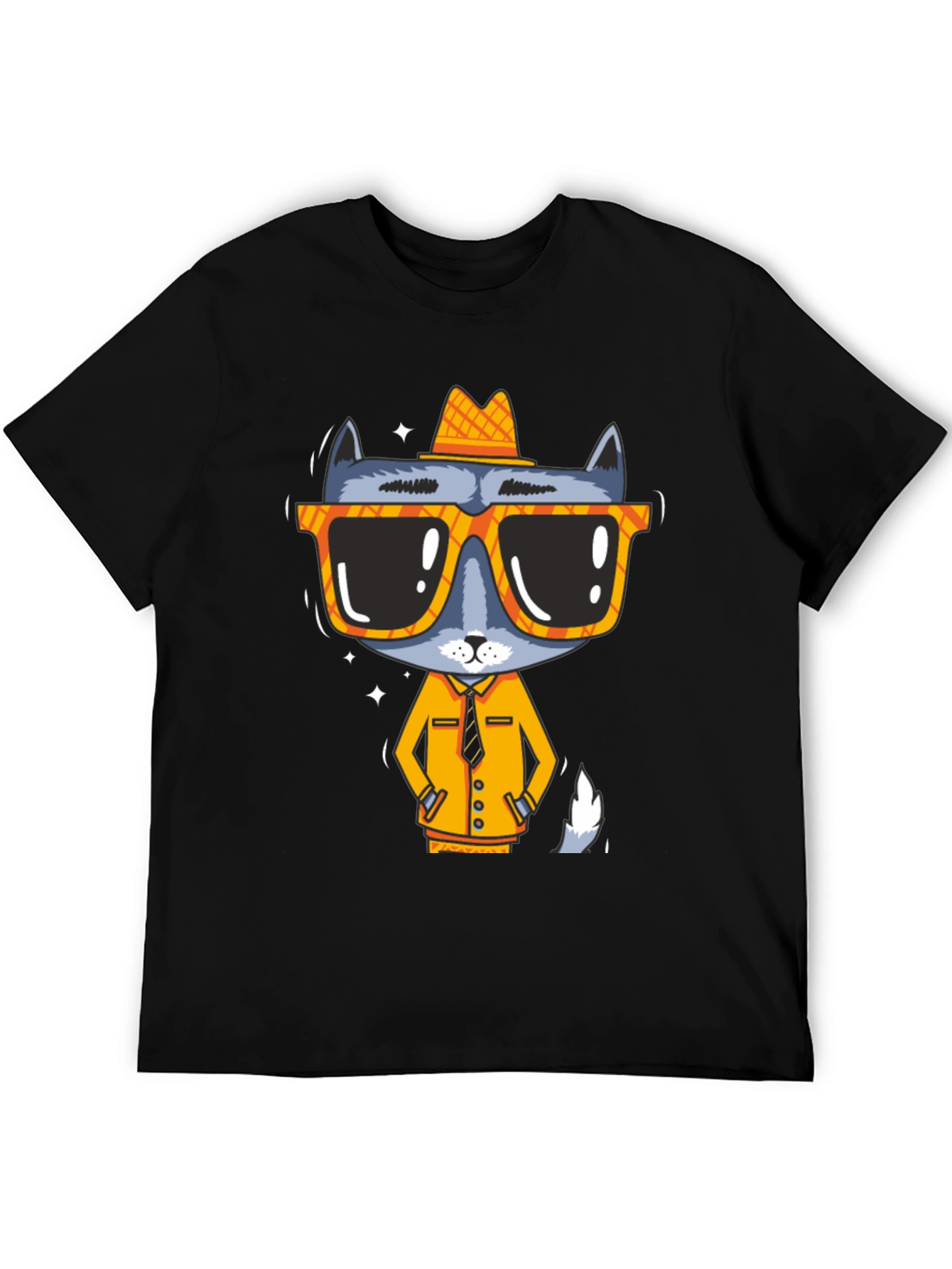 Cool Cat in Shades Mens Black Graphic Tee