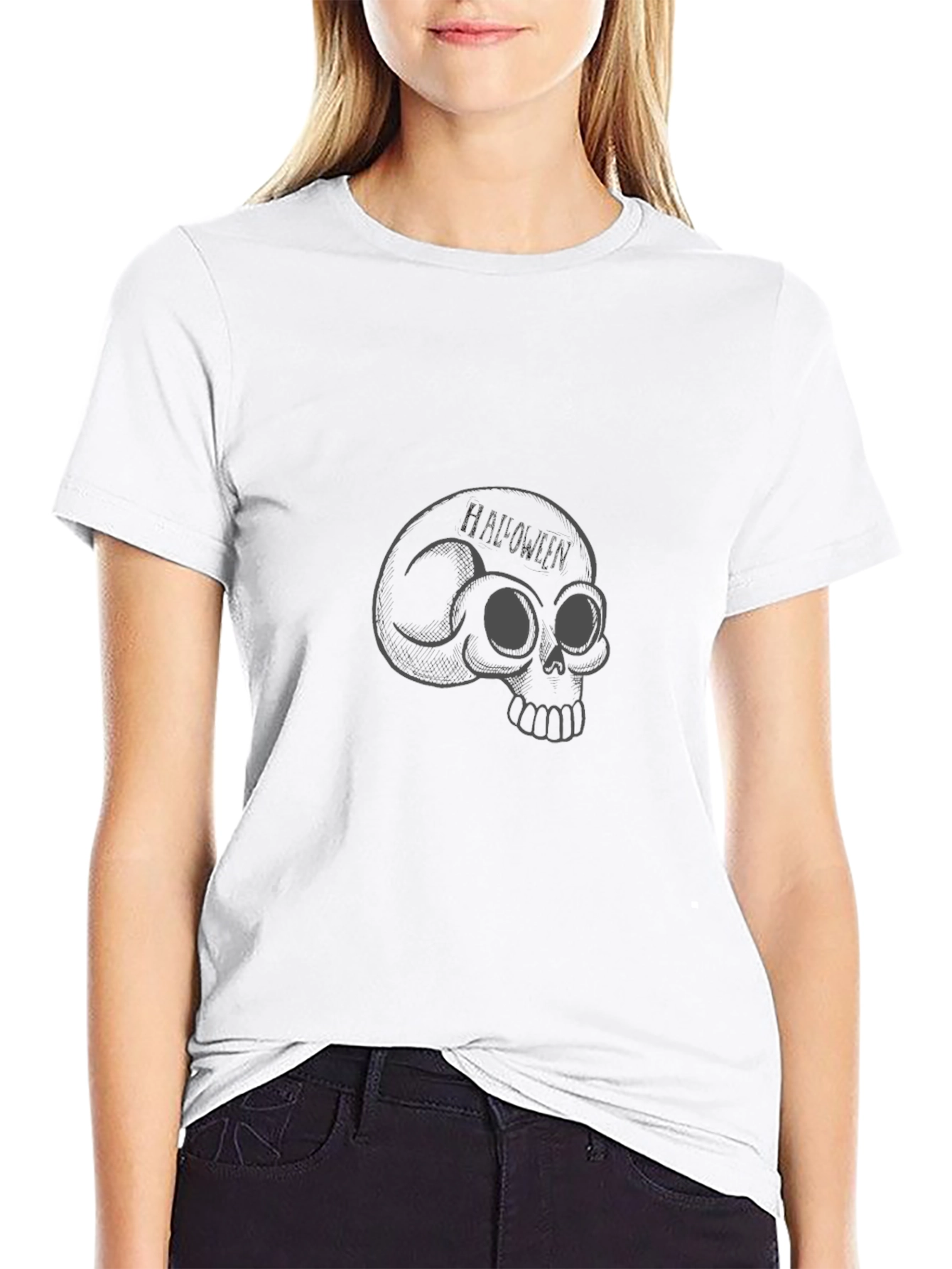 Skull Graphic Print Black T-Shirt