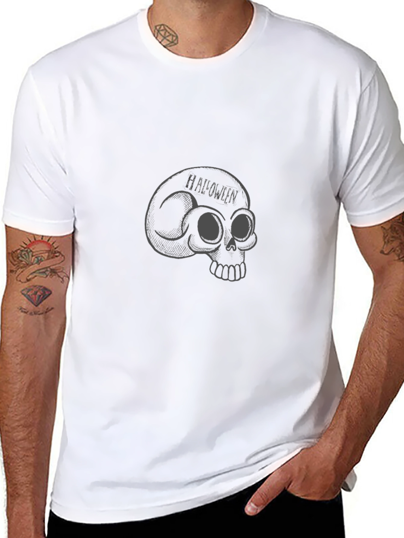Skull Graphic Print Black T-Shirt