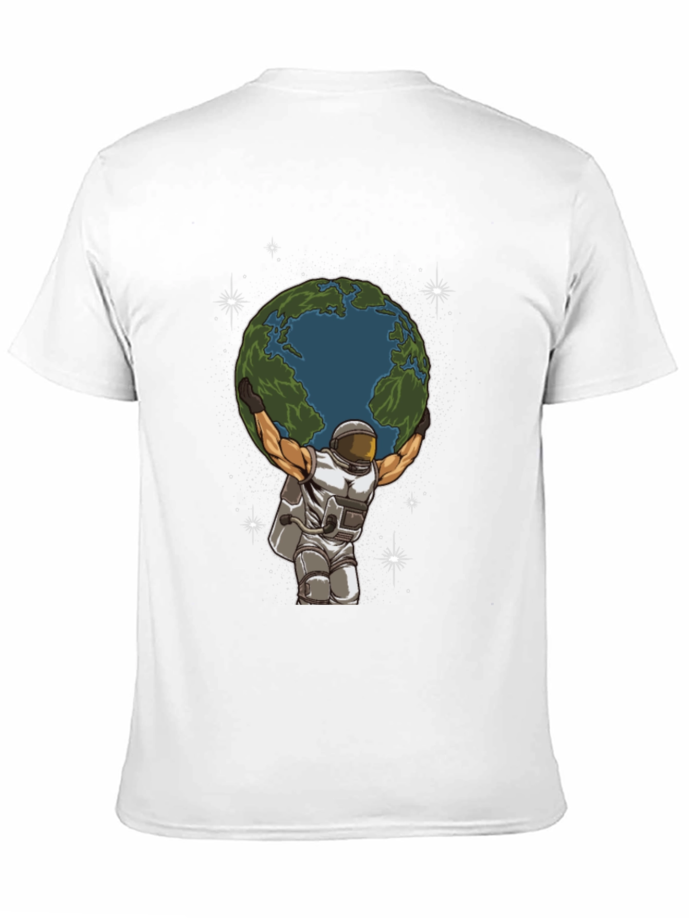 Astronaut Earth Lift Graphic Tee - Black Cotton T-Shirt