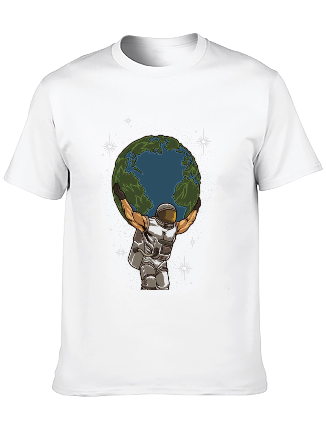 Astronaut Earth Lift Graphic Tee - Black Cotton T-Shirt