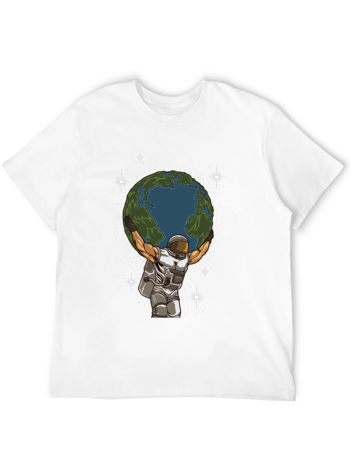 Astronaut Earth Lift Graphic Tee - Black Cotton T-Shirt