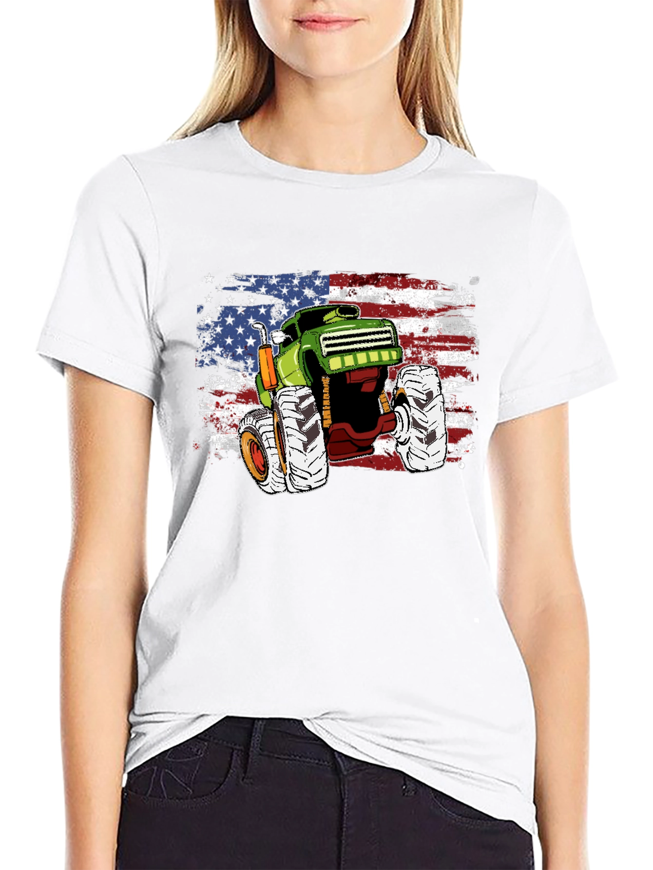 Monster Truck American Flag Graphic Tee