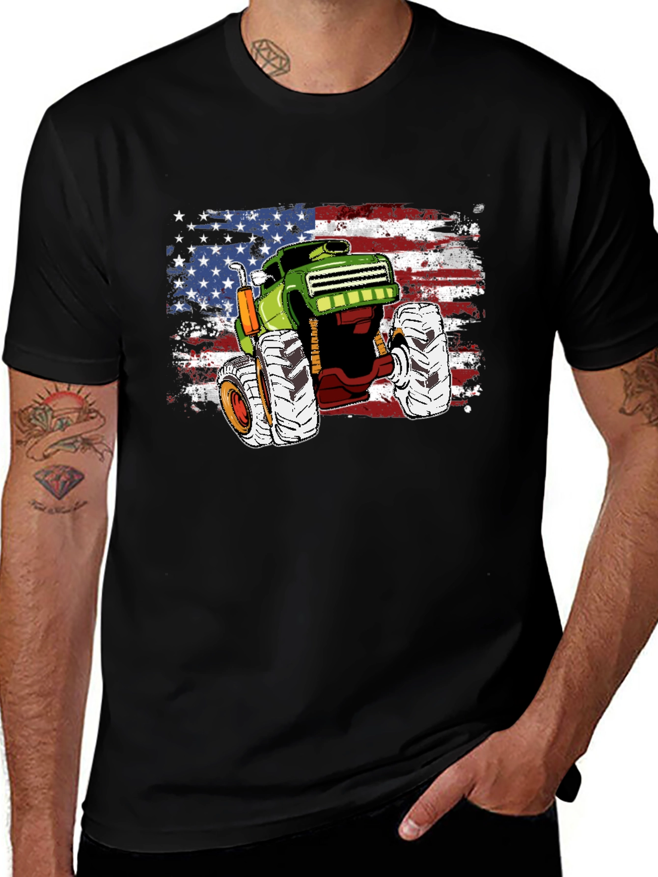 Monster Truck American Flag Graphic Tee