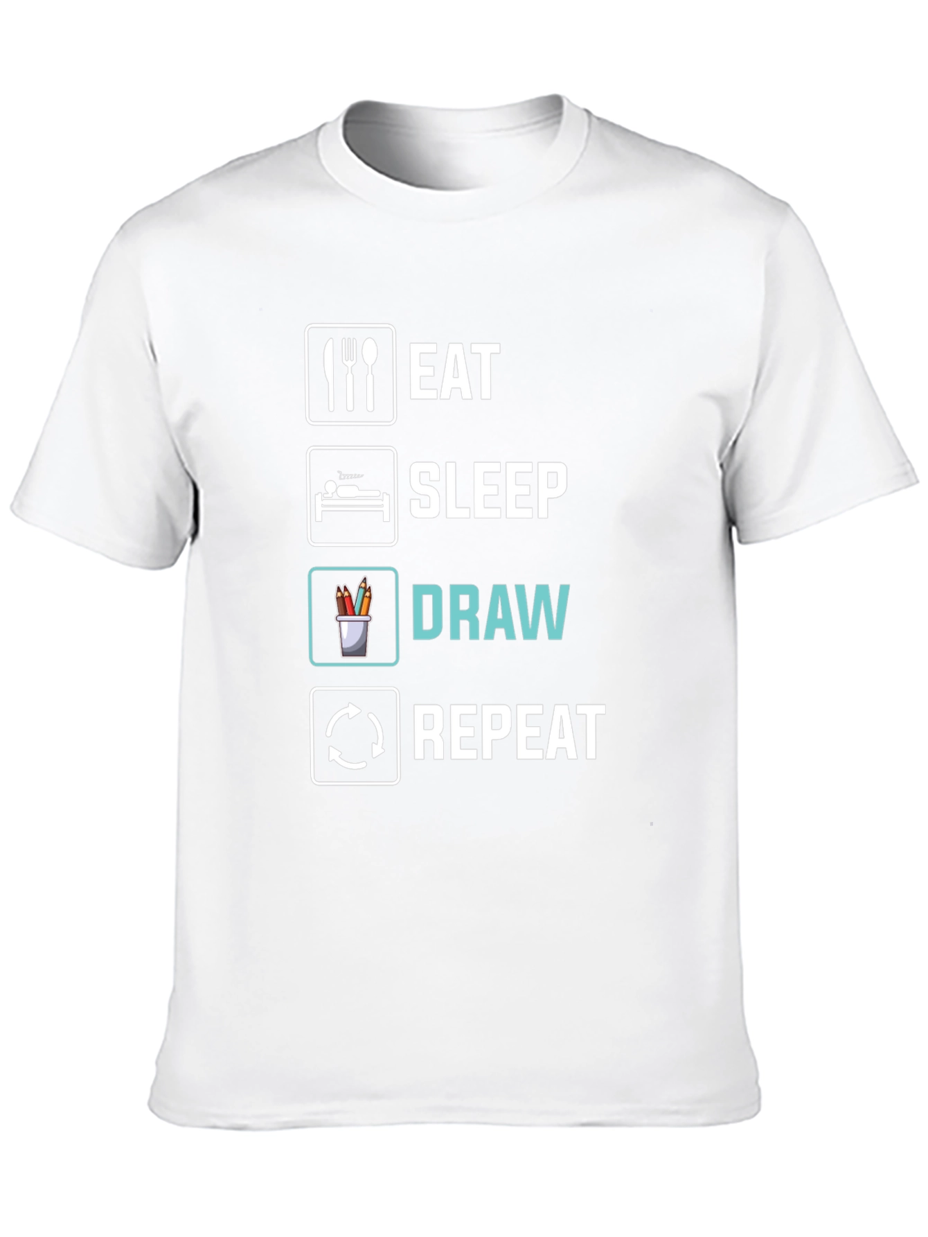 Eat Sleep Draw Repeat Black Graphic T-Shirt