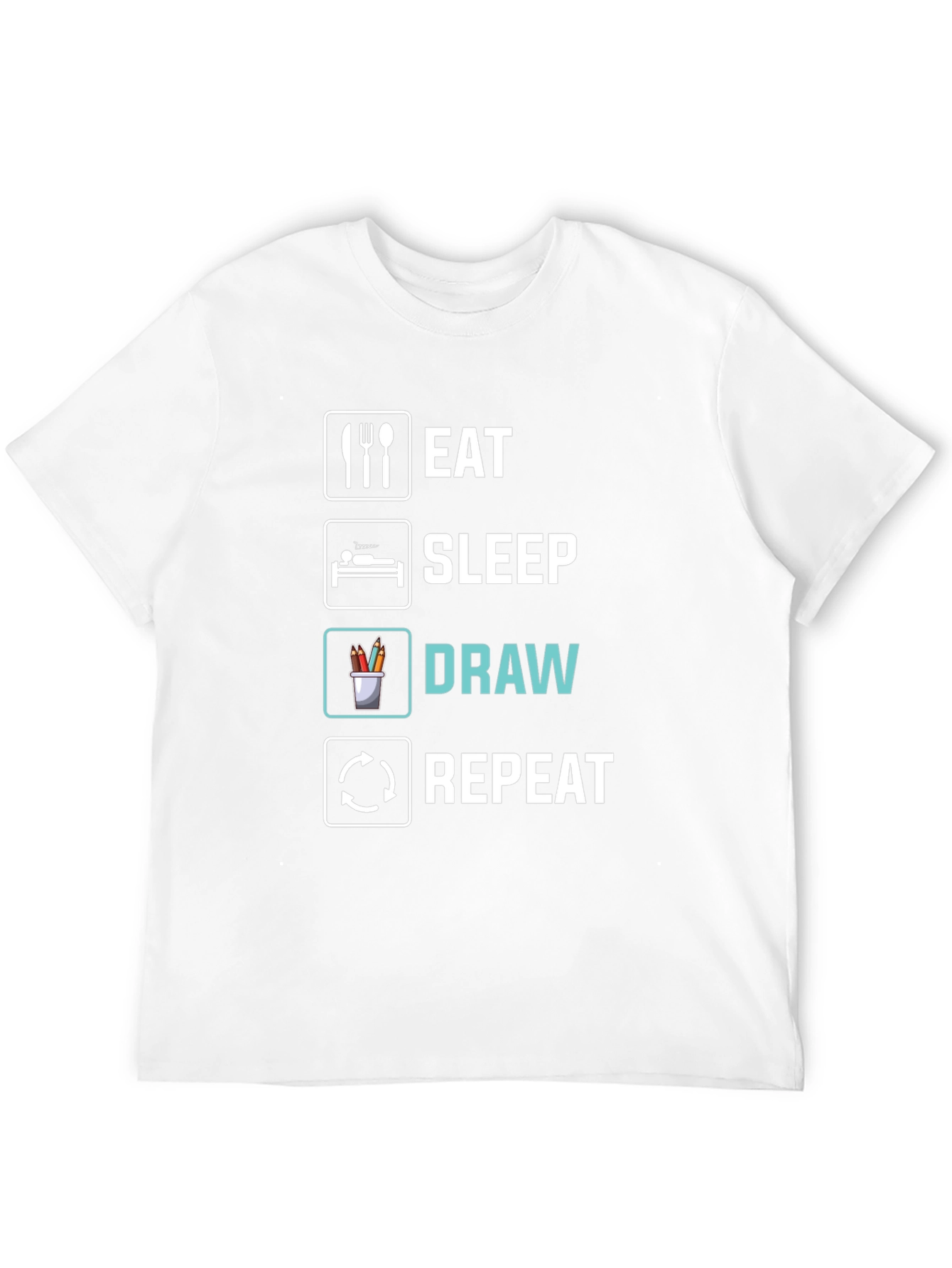 Eat Sleep Draw Repeat Black Graphic T-Shirt