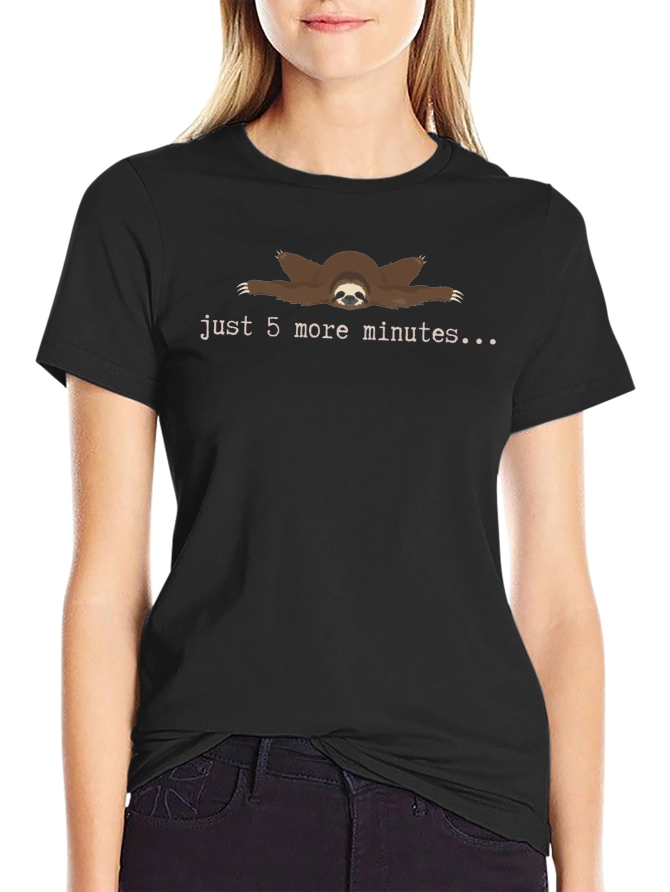 Just 5 More Minutes Sloth Graphic T-Shirt