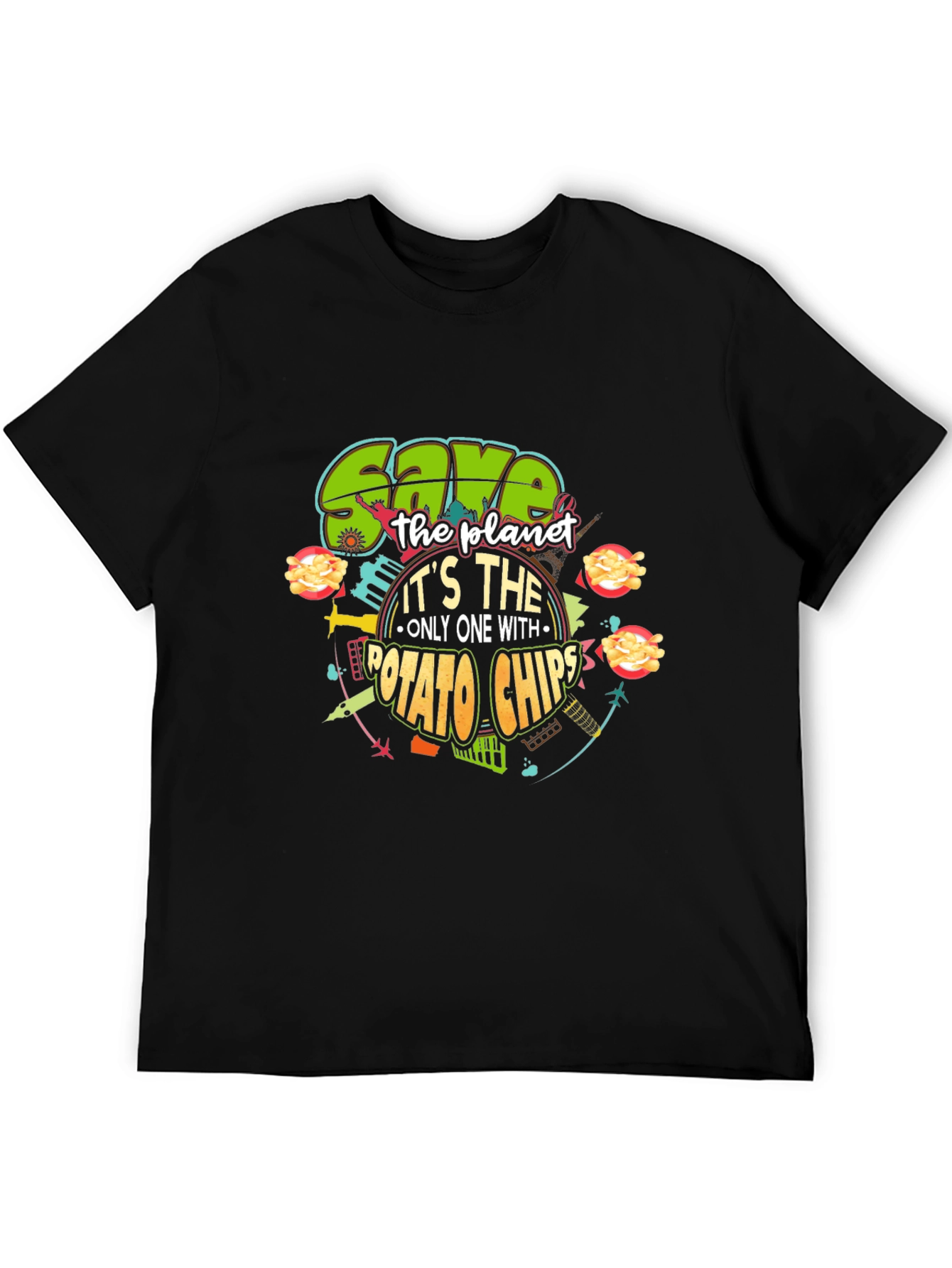 Save the Planet Potato Chips Graphic T-Shirt