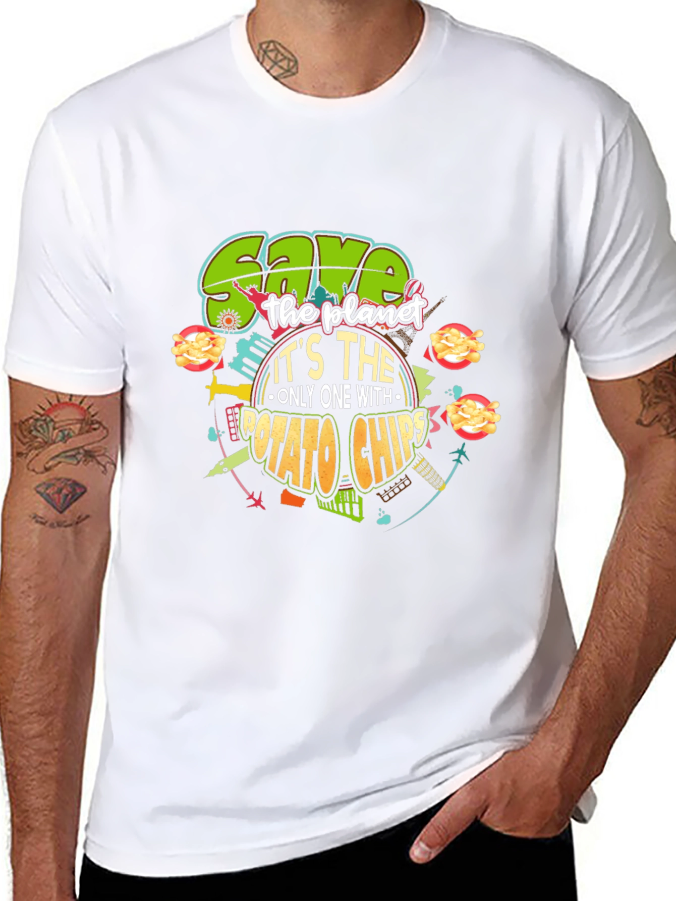 Save the Planet Potato Chips Graphic T-Shirt