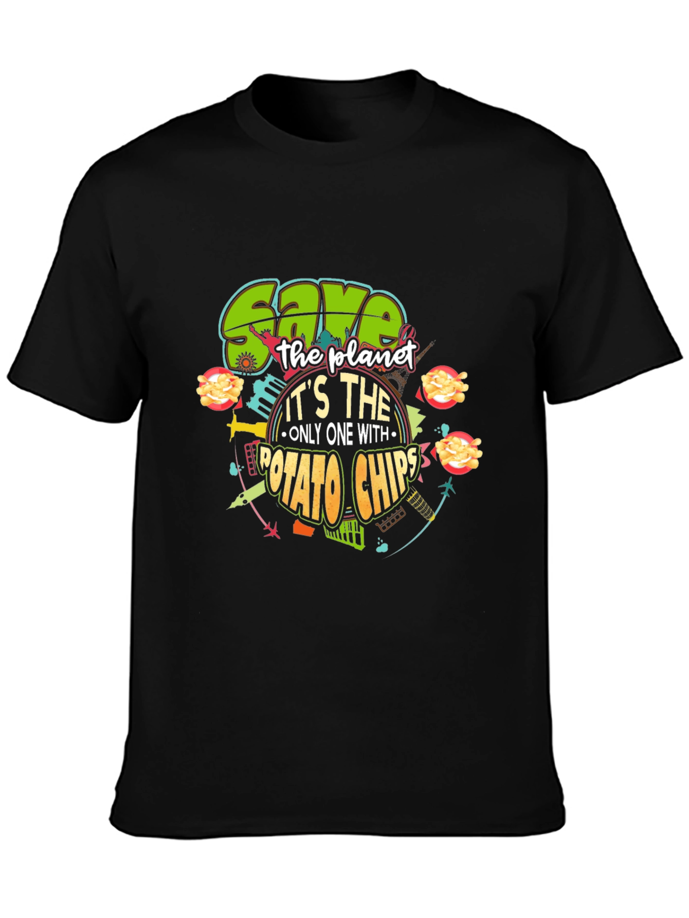 Save the Planet Potato Chips Graphic T-Shirt