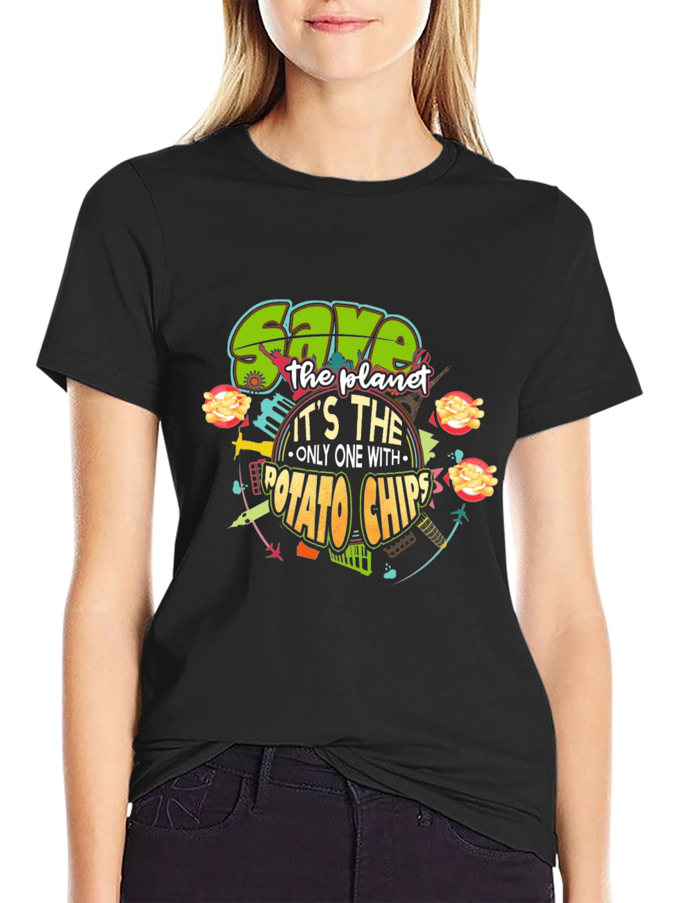 Save the Planet Potato Chips Graphic T-Shirt