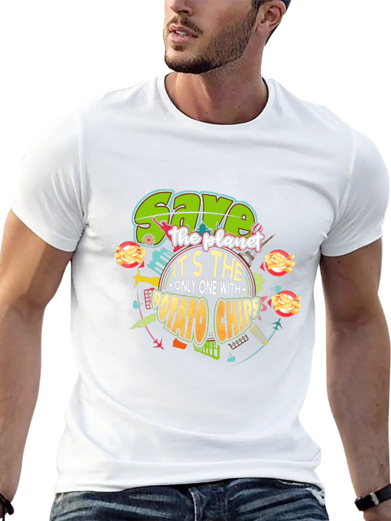 Save the Planet Potato Chips Graphic T-Shirt