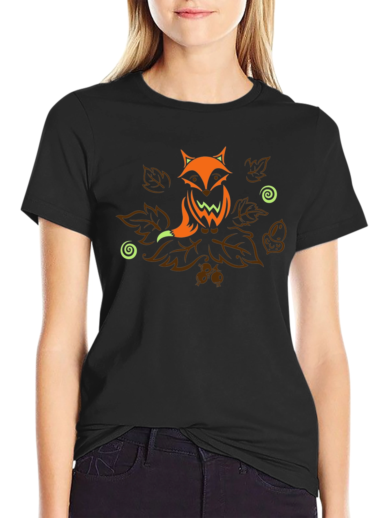 Fox Autumn Leaves T-Shirt - Nature Inspired Graphic Tee