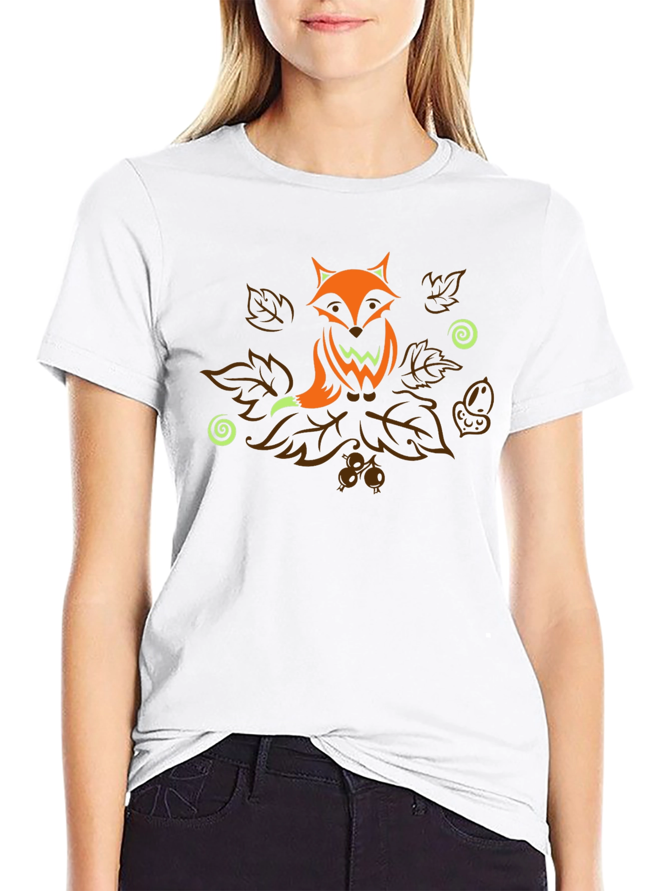 Fox Autumn Leaves T-Shirt - Nature Inspired Graphic Tee