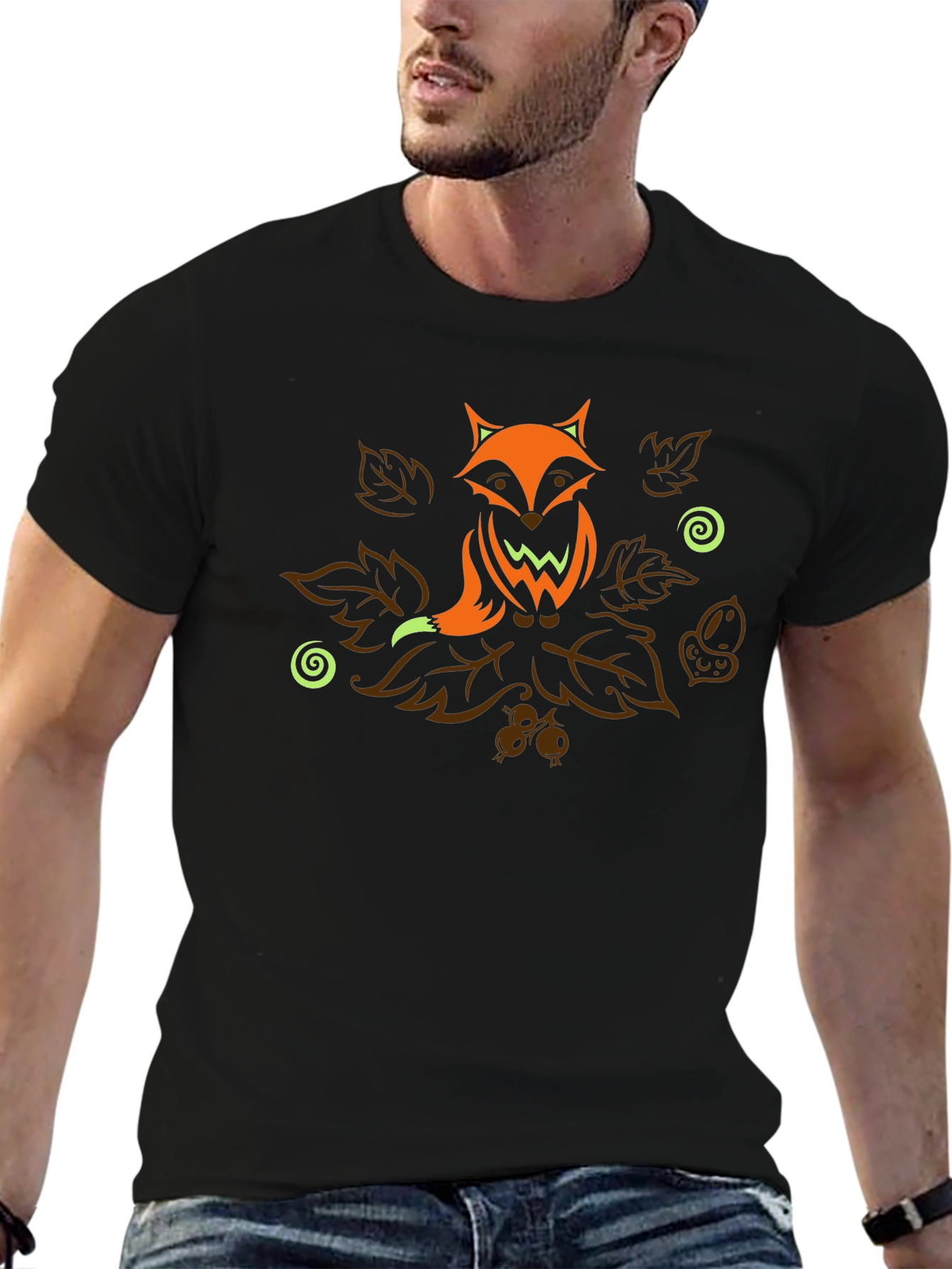 Fox Autumn Leaves T-Shirt - Nature Inspired Graphic Tee