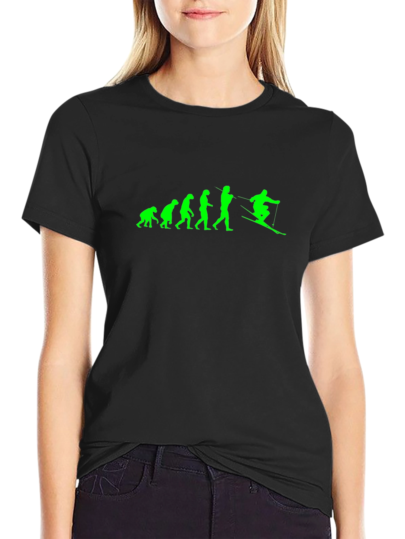 Evolution of Skiing T-Shirt - Black