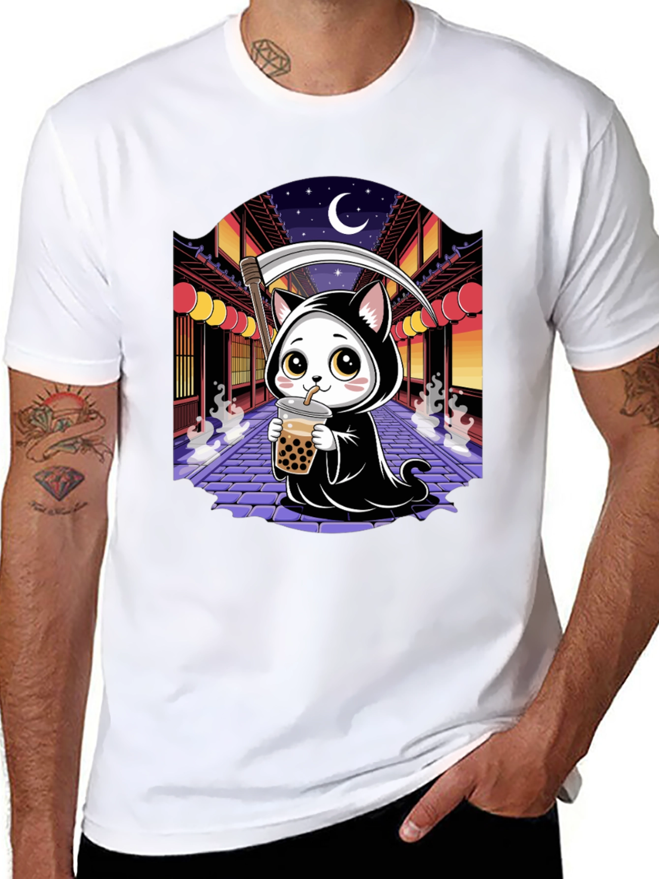 Kawaii Grim Reaper Cat T-Shirt