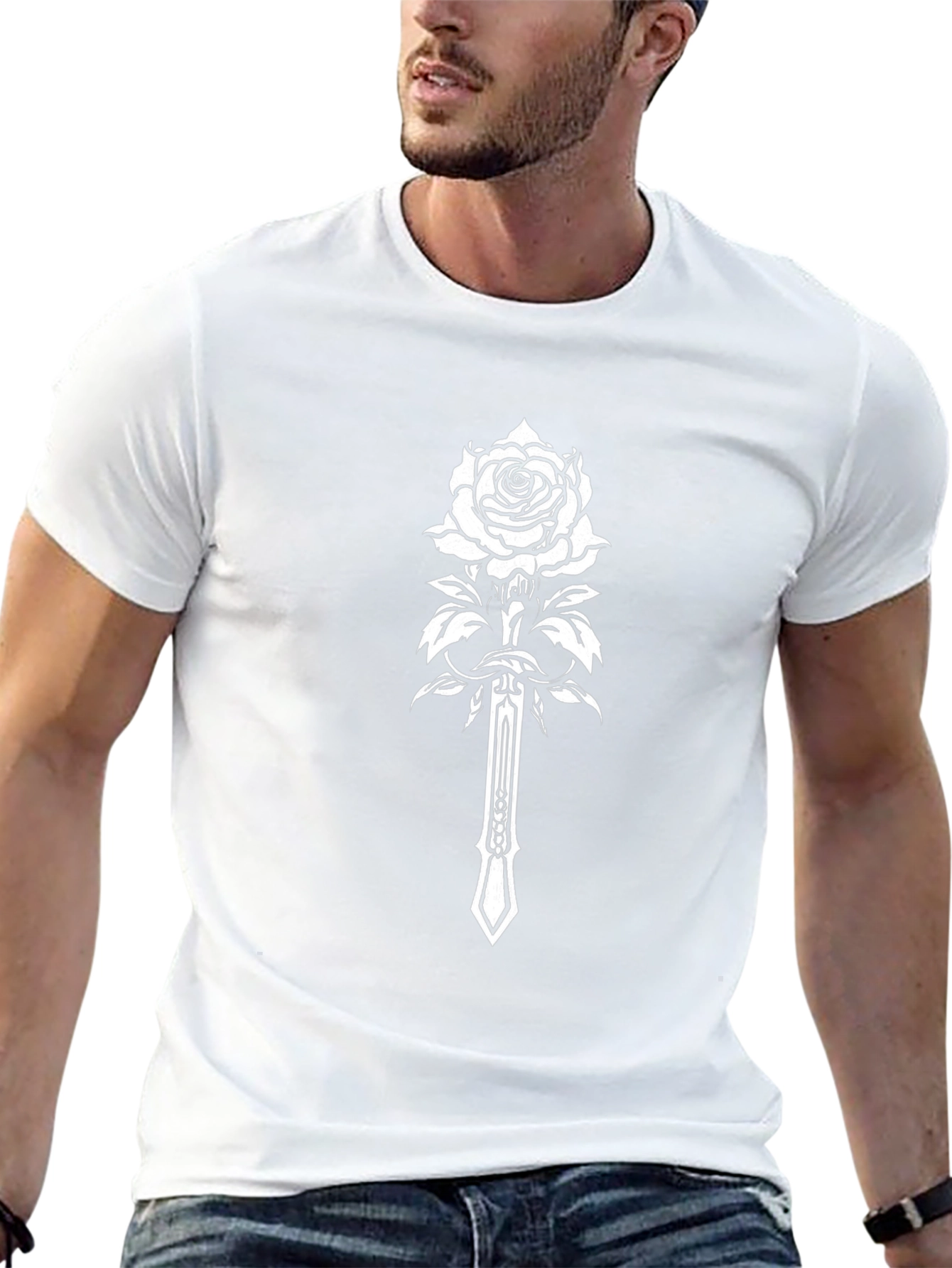 Rose & Sword Graphic T-Shirt - Black