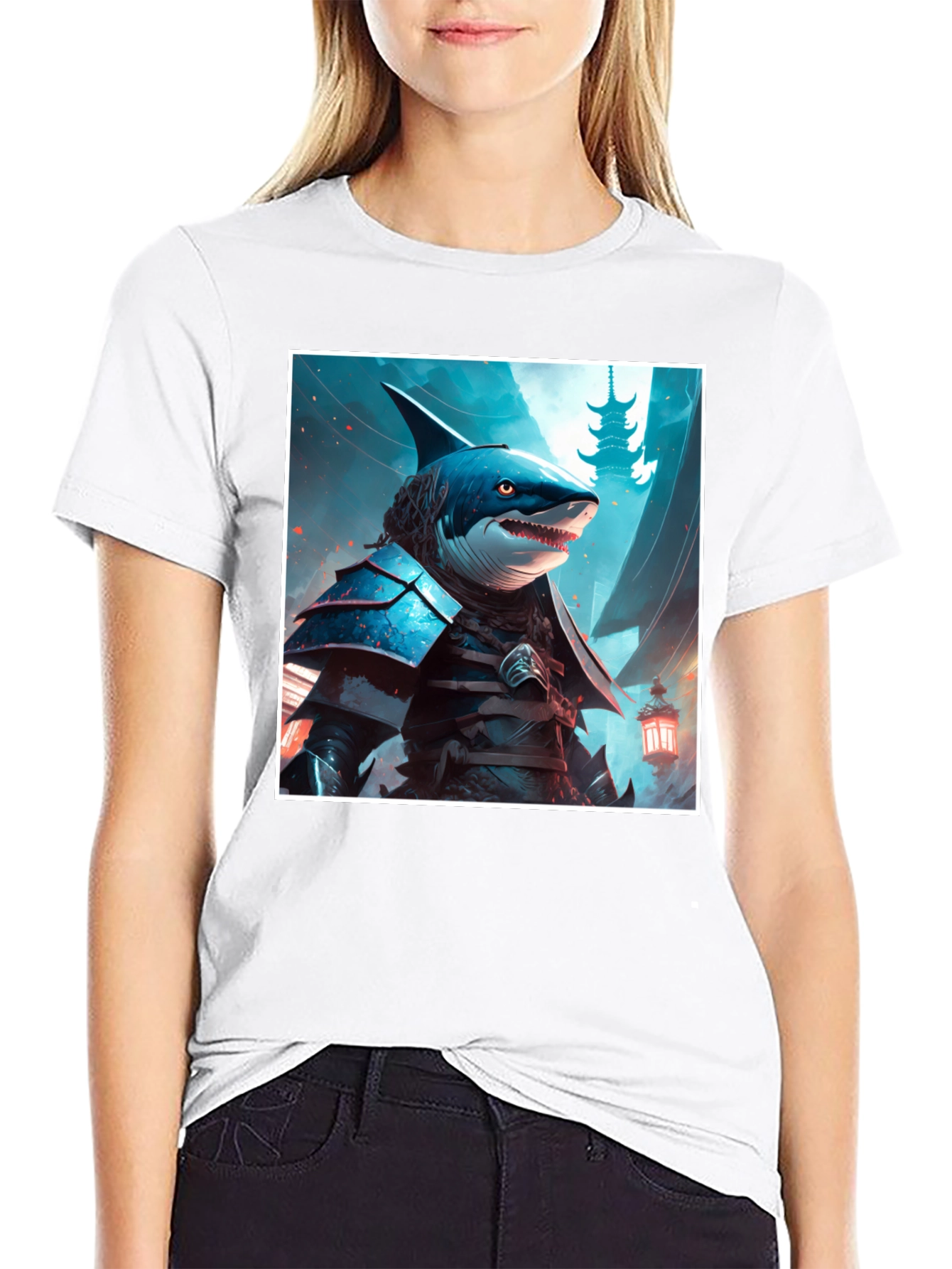 Samurai Shark Graphic Tee - Unique Design