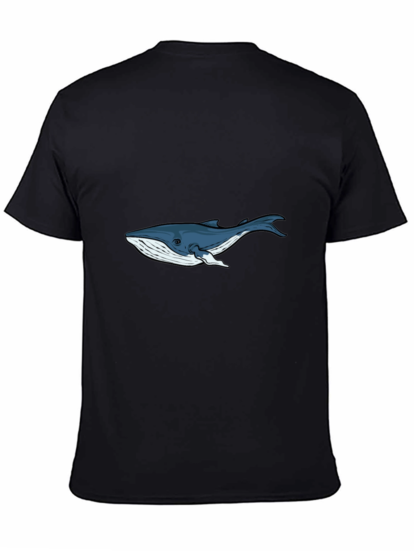 Black T-Shirt with Blue Whale Graphic