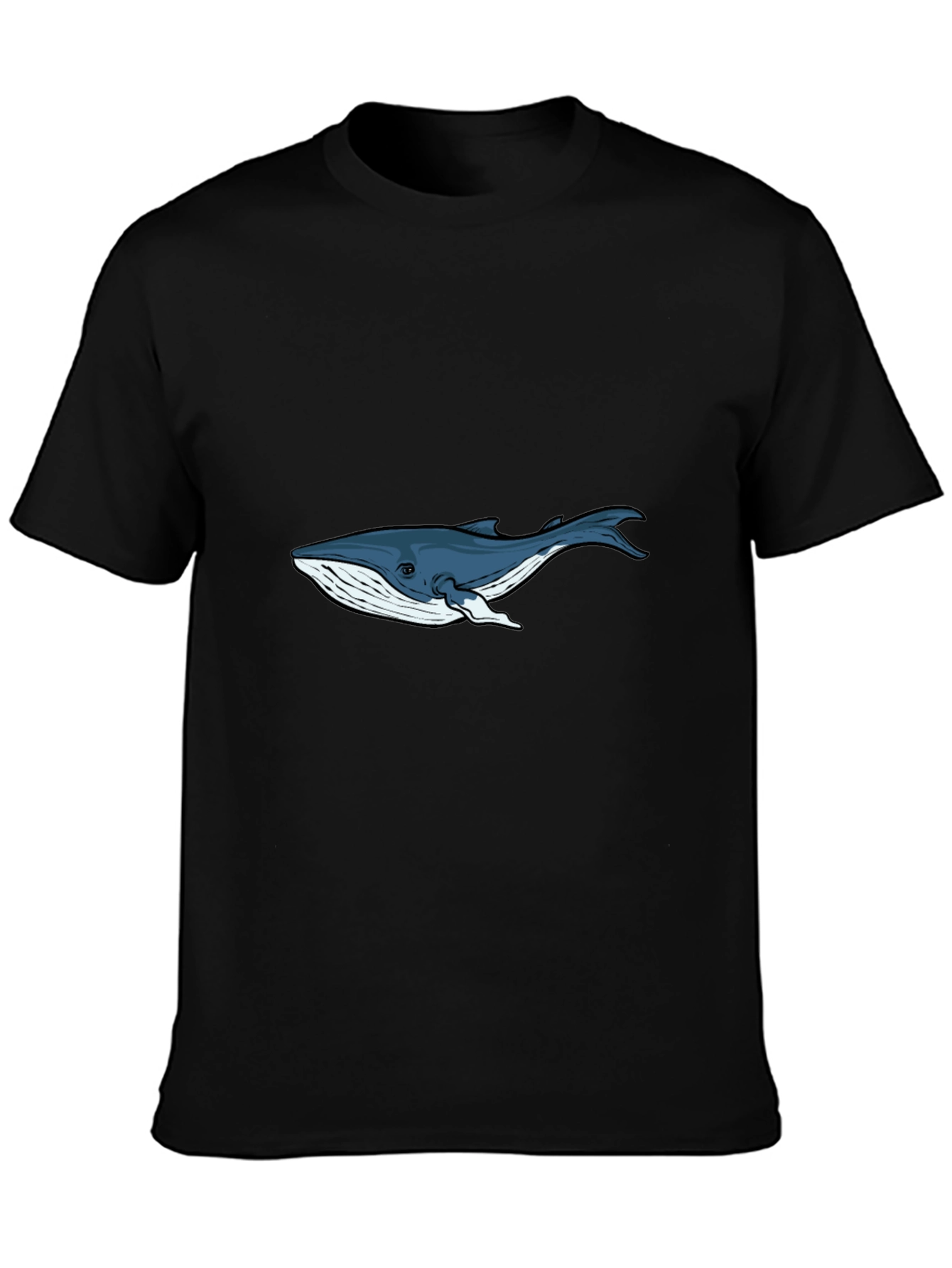 Black T-Shirt with Blue Whale Graphic