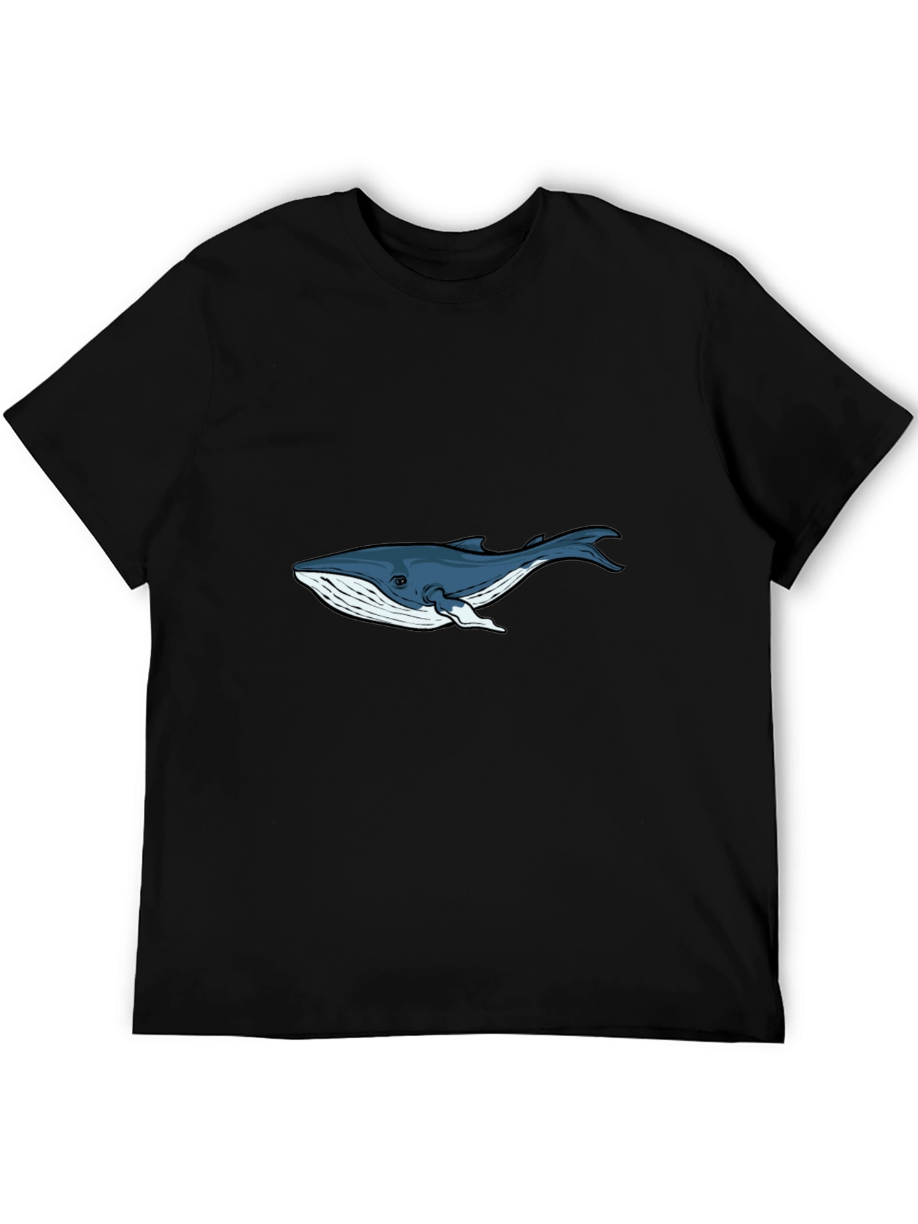 Black T-Shirt with Blue Whale Graphic