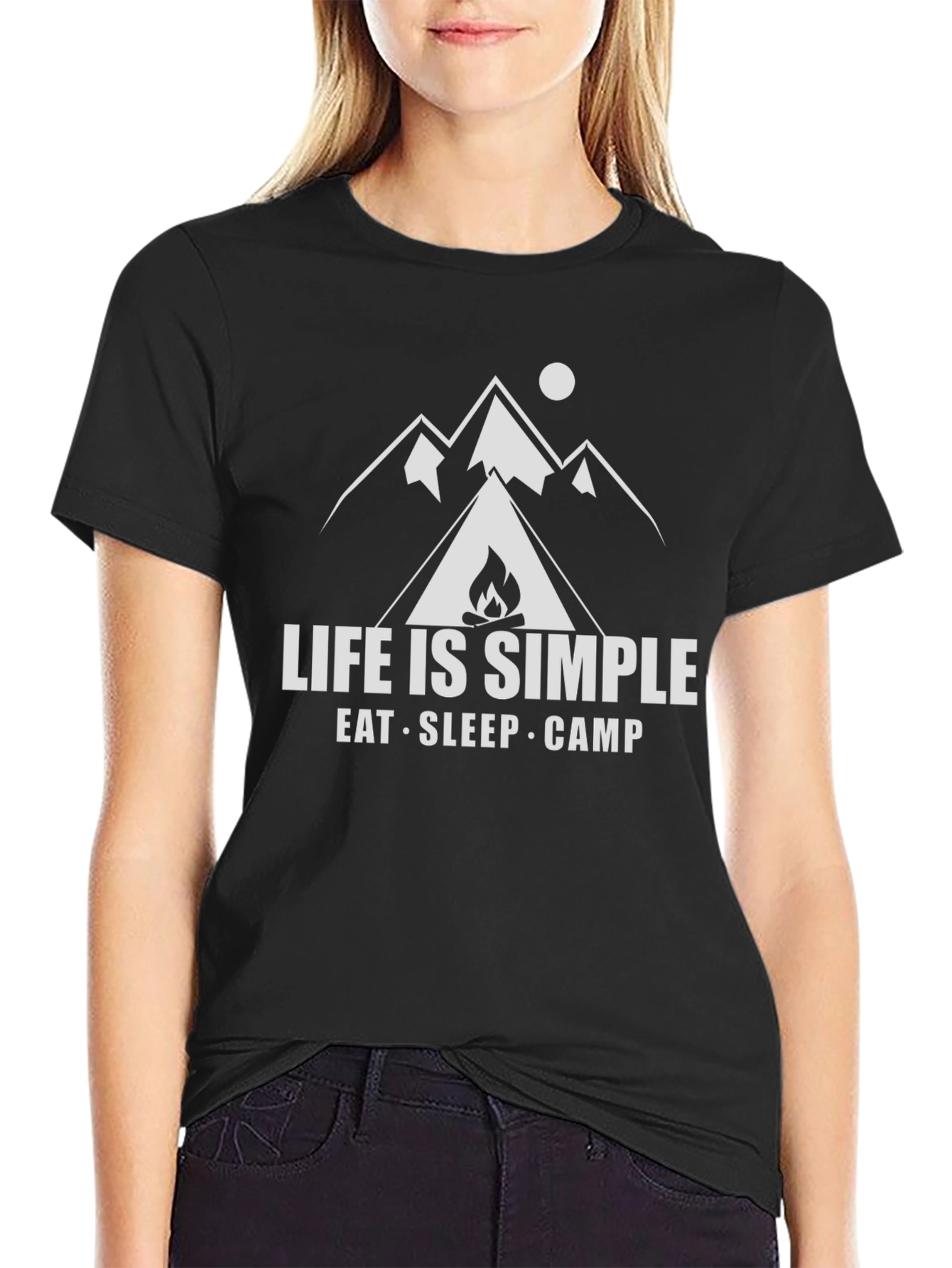 Life is Simple Camping Graphic Tee - Black