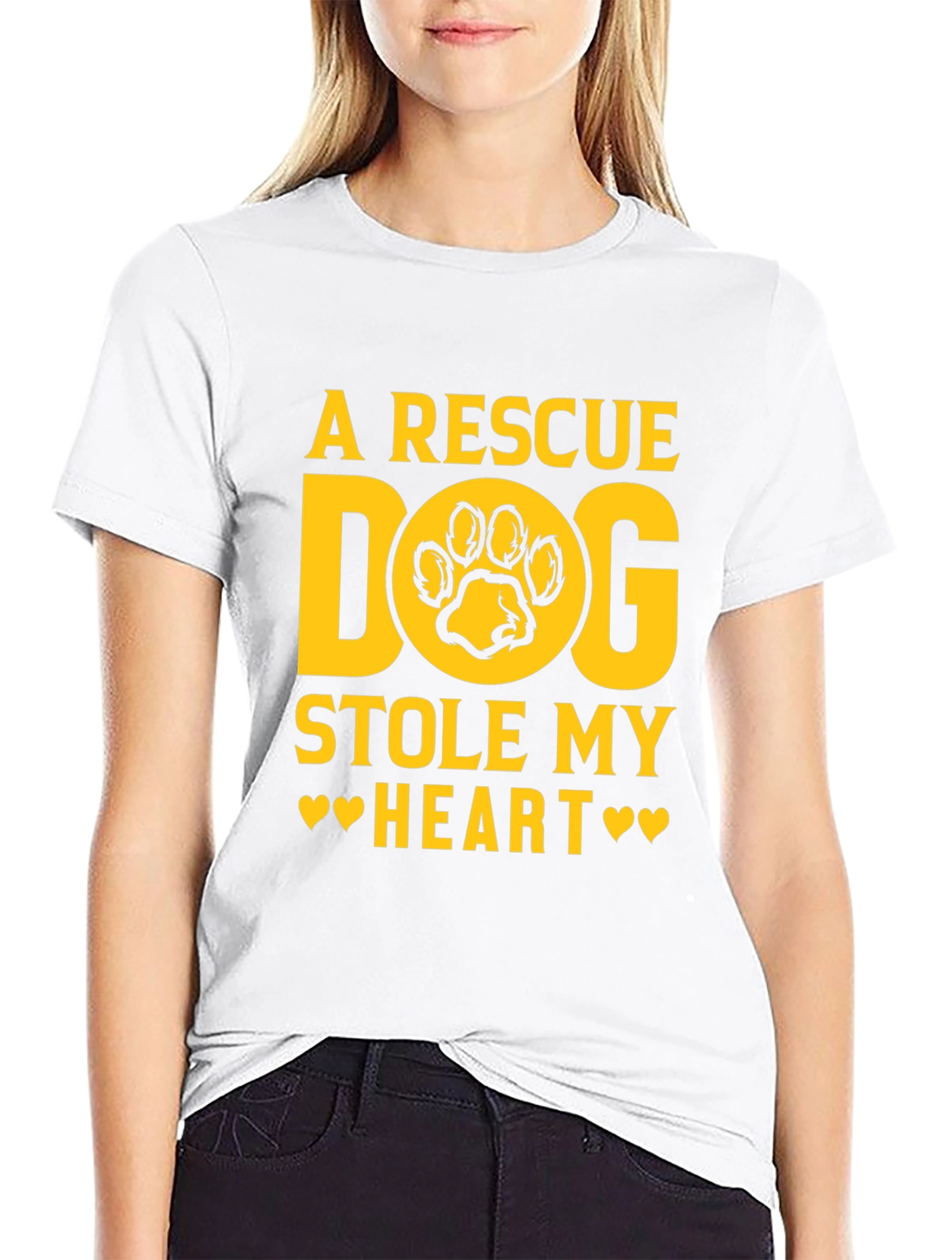 Rescue Dog Stole My Heart Black Graphic Tee