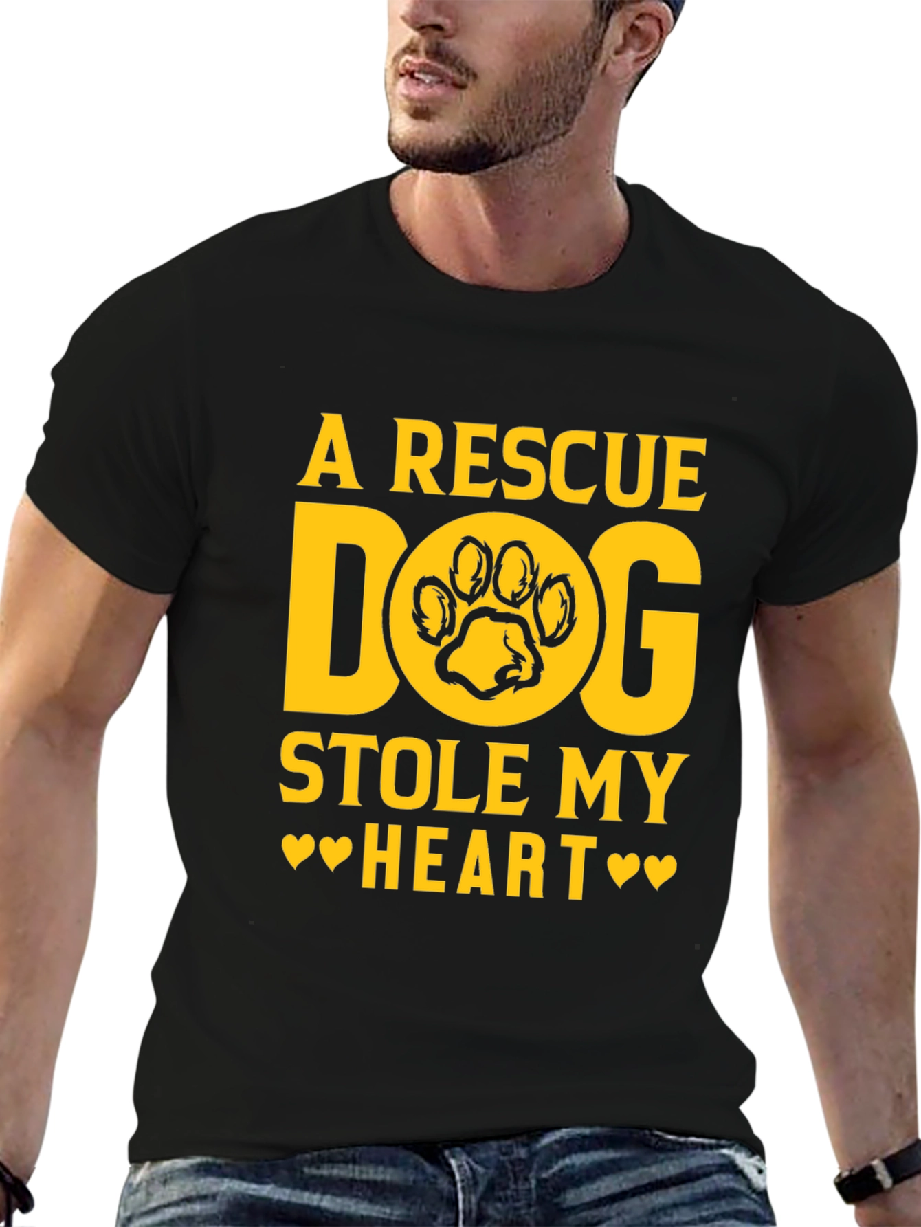 Rescue Dog Stole My Heart Black Graphic Tee