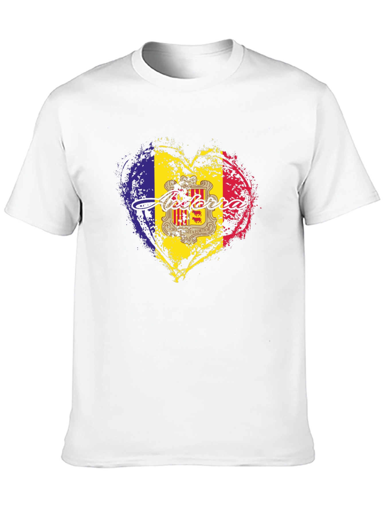 Andorra Flag Heart Black T-Shirt