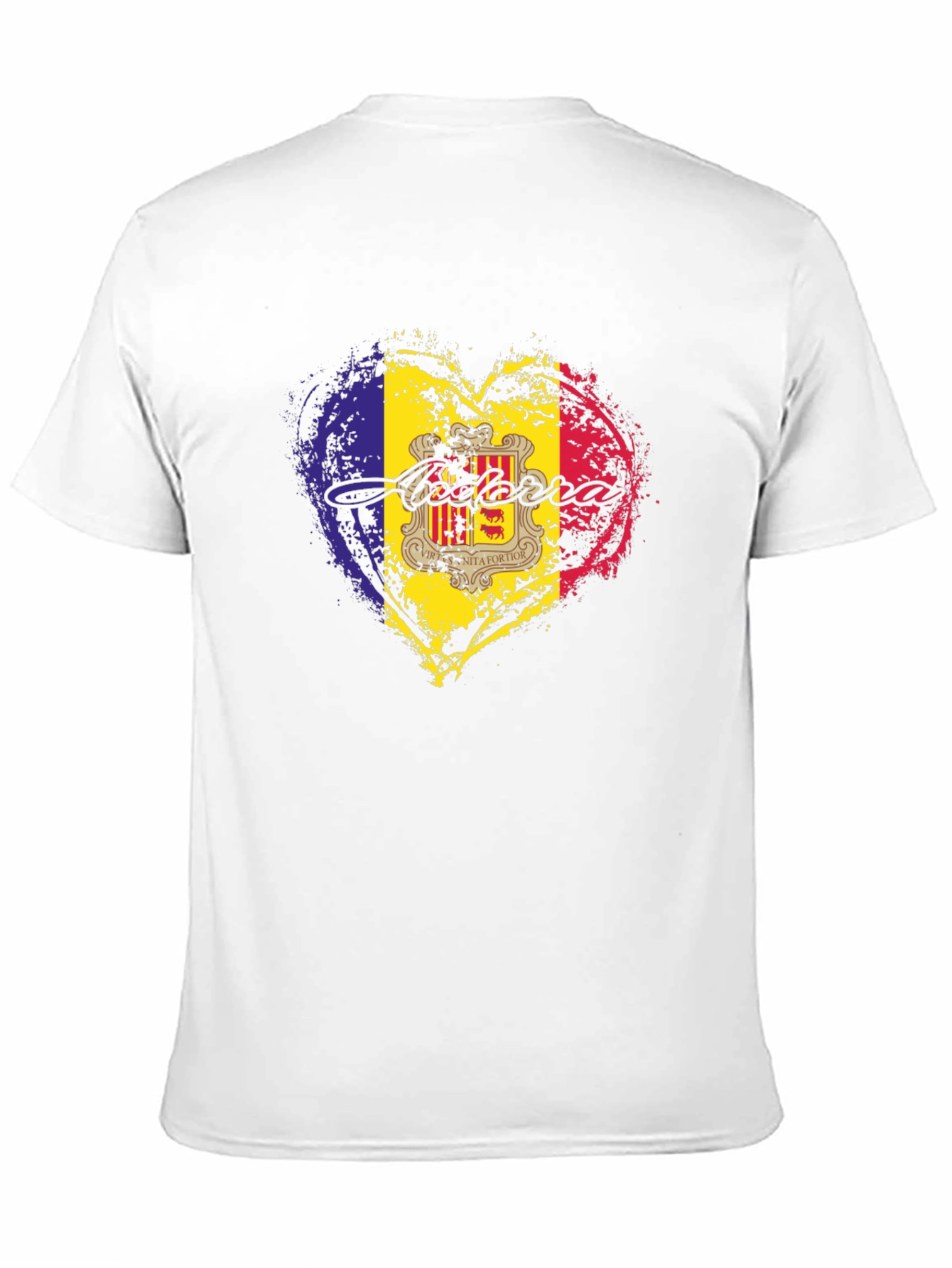 Andorra Flag Heart Black T-Shirt