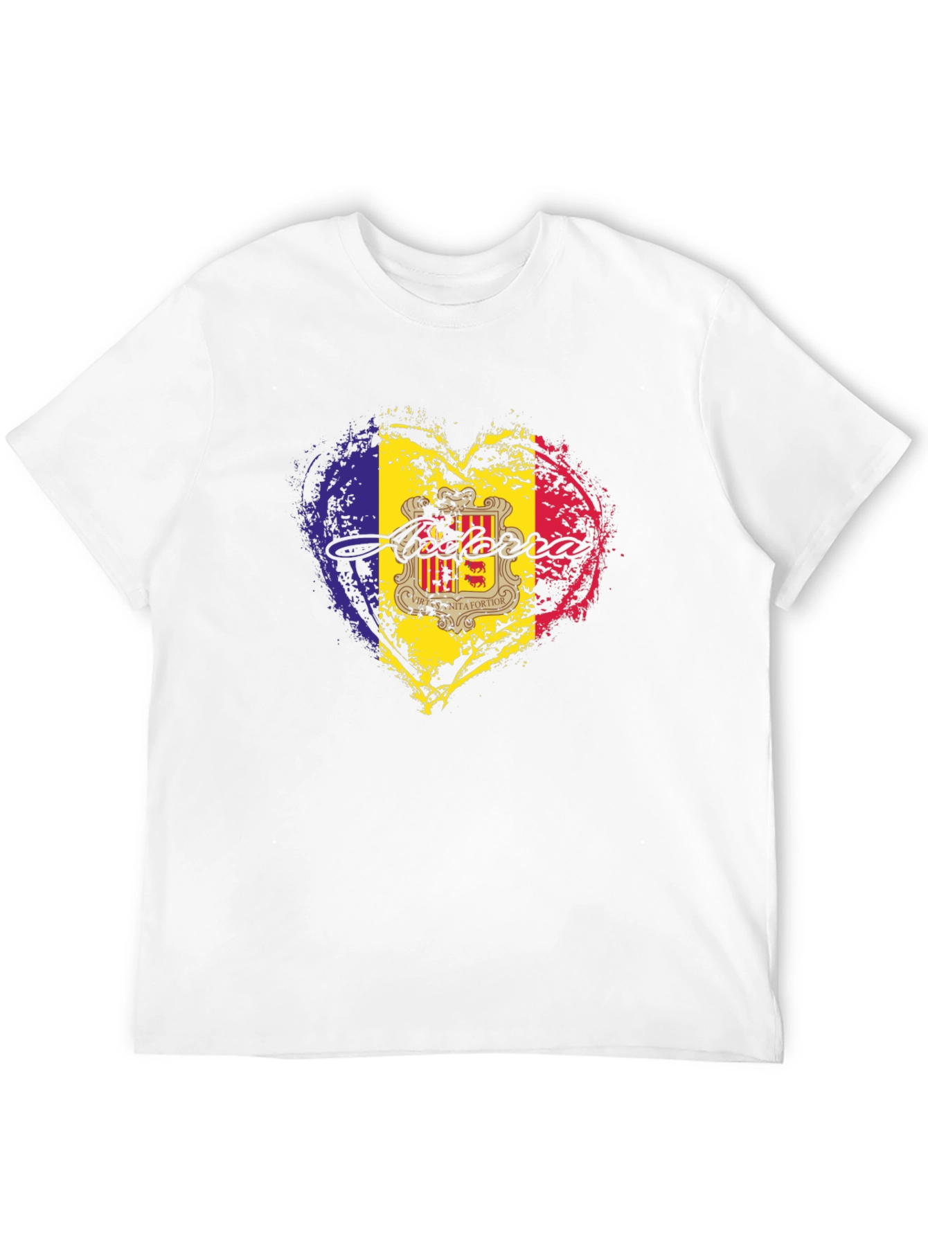 Andorra Flag Heart Black T-Shirt